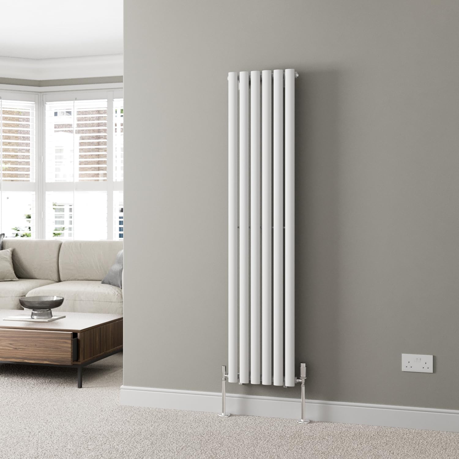 DuraTherm® 600 x 600mm Anthracite Horizontal Designer Radiator Double Column Oval Tube Modern Central Heating Panel Bathroom Radiators.