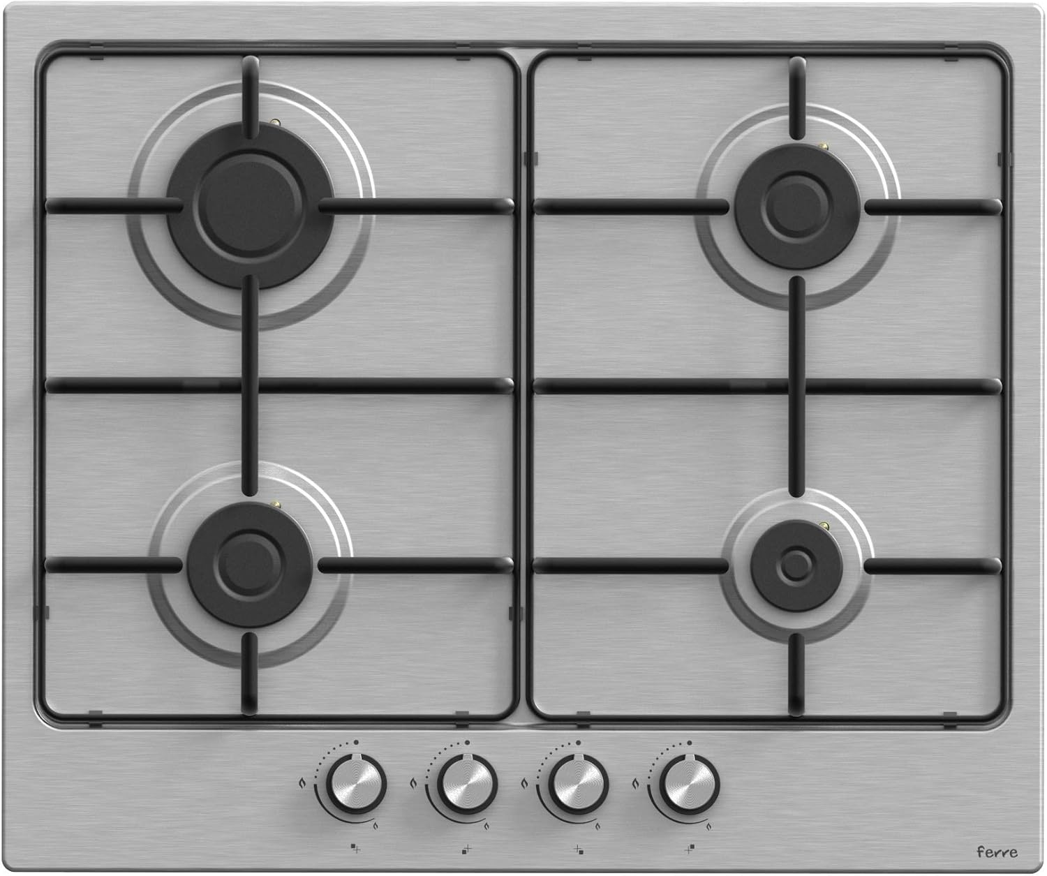 Ferre EL001-60cm Built-in Gas Hob - 4 Burners - Stainless Steel Body-.