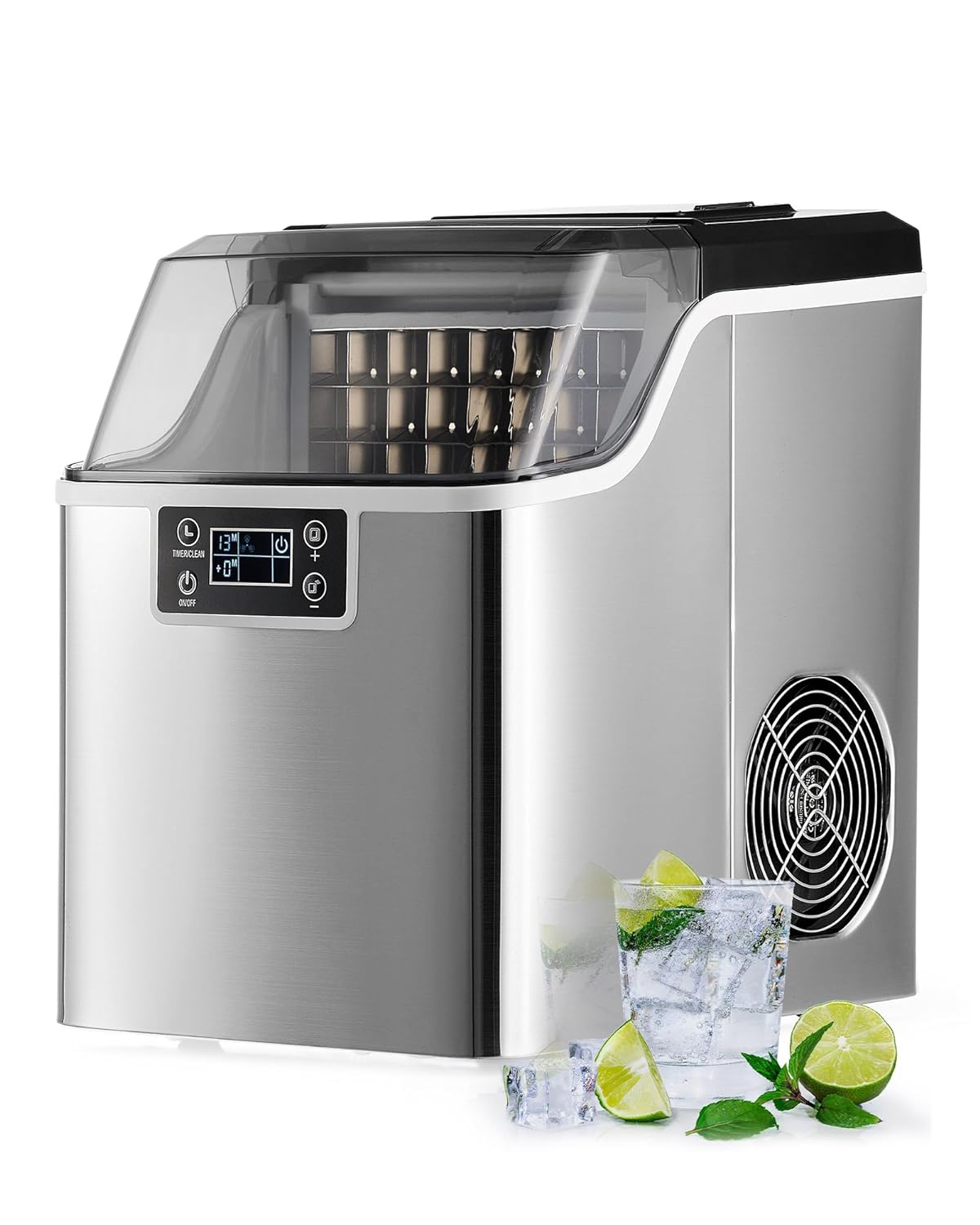 WILPREP Ice Machine 𝟐𝟐𝐤𝐠/𝟐𝟒h Ice Maker 24 Cubes in 11-20 Minutes 3.2L Tank Self-Cleaning Ice Machine with LCD Panel for Home Office Bar Restaurant.