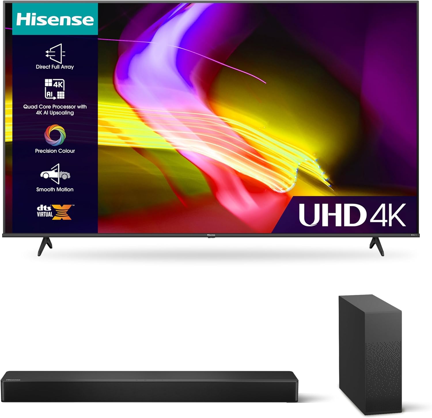 Hisense 50 Inch UHD VIDAA Smart TV 50E6KTUK Dolby Vision, Pixel Tuning, Voice Remote, Share to