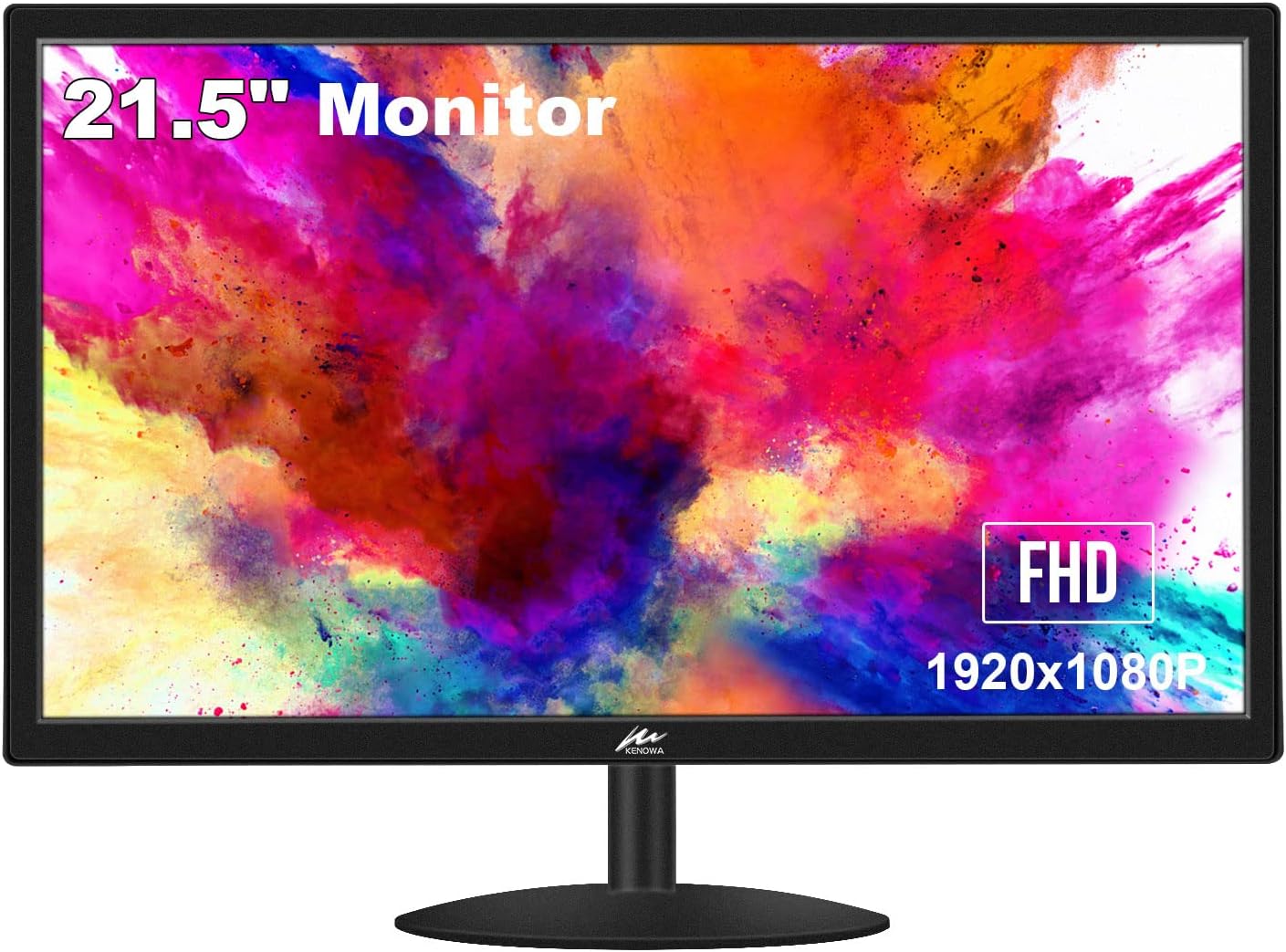 21.5 Inch Business Computer Monitor Kenowa FHD 1080P 75Hz Gaming Monitor,VA Eye Care Colors Screen NTSC 72% HDMI VGA LED Monitor for PS3 PS4 Laptop Raspberry pi PC CCTV Home Office.