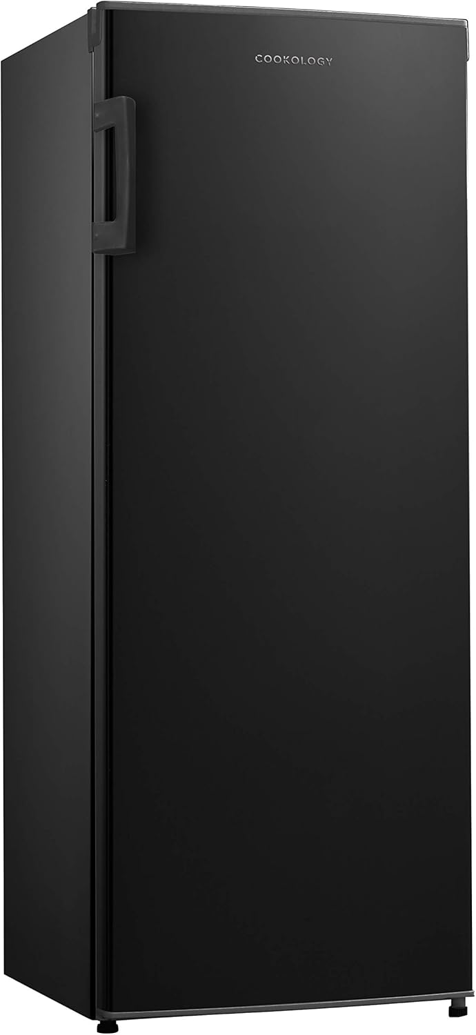 Cookology CTFZ160BK Tall Freestanding Freezer - Upright Freezer with 160 Litre Capacity - 142cm High and 55cm Wide - 5 Large Drawers - Reversible Door - Black.