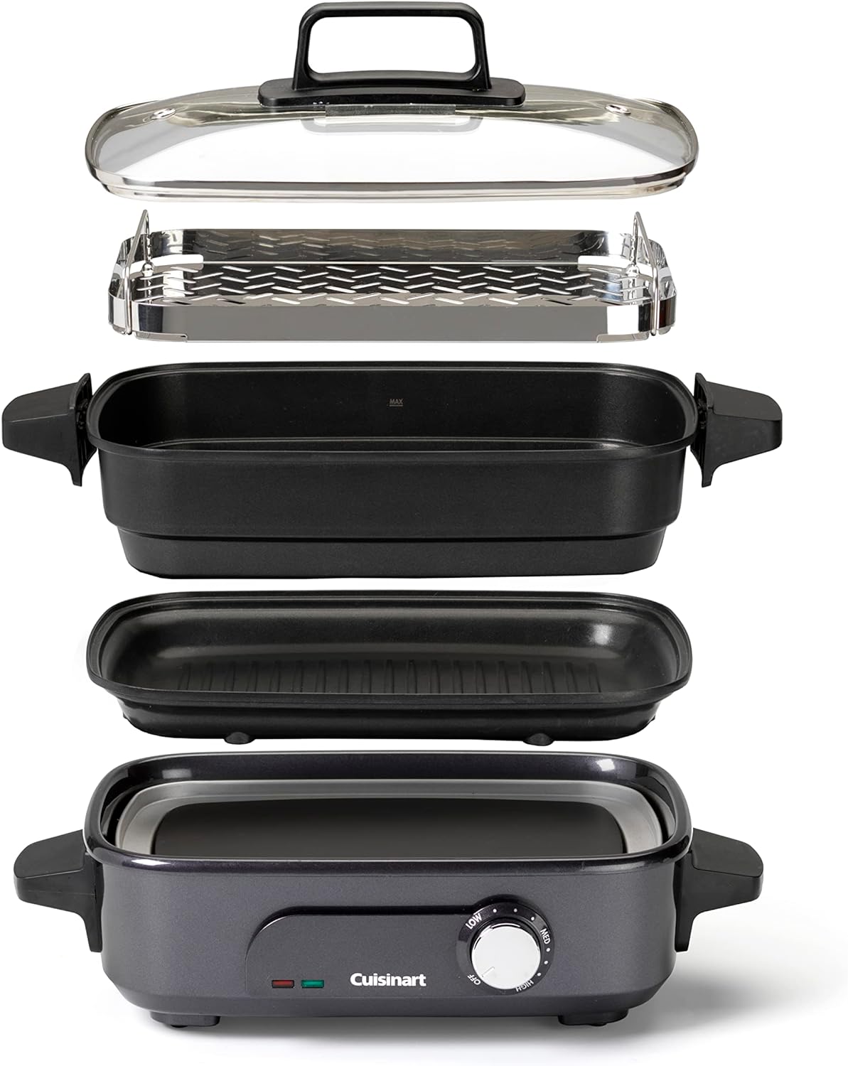 Cuisinart Cook In 5 in 1 Multi Cooker Grill, Sear, Steam, Simmer and Cook Non-Stick Midnight Grey GRMC3U.