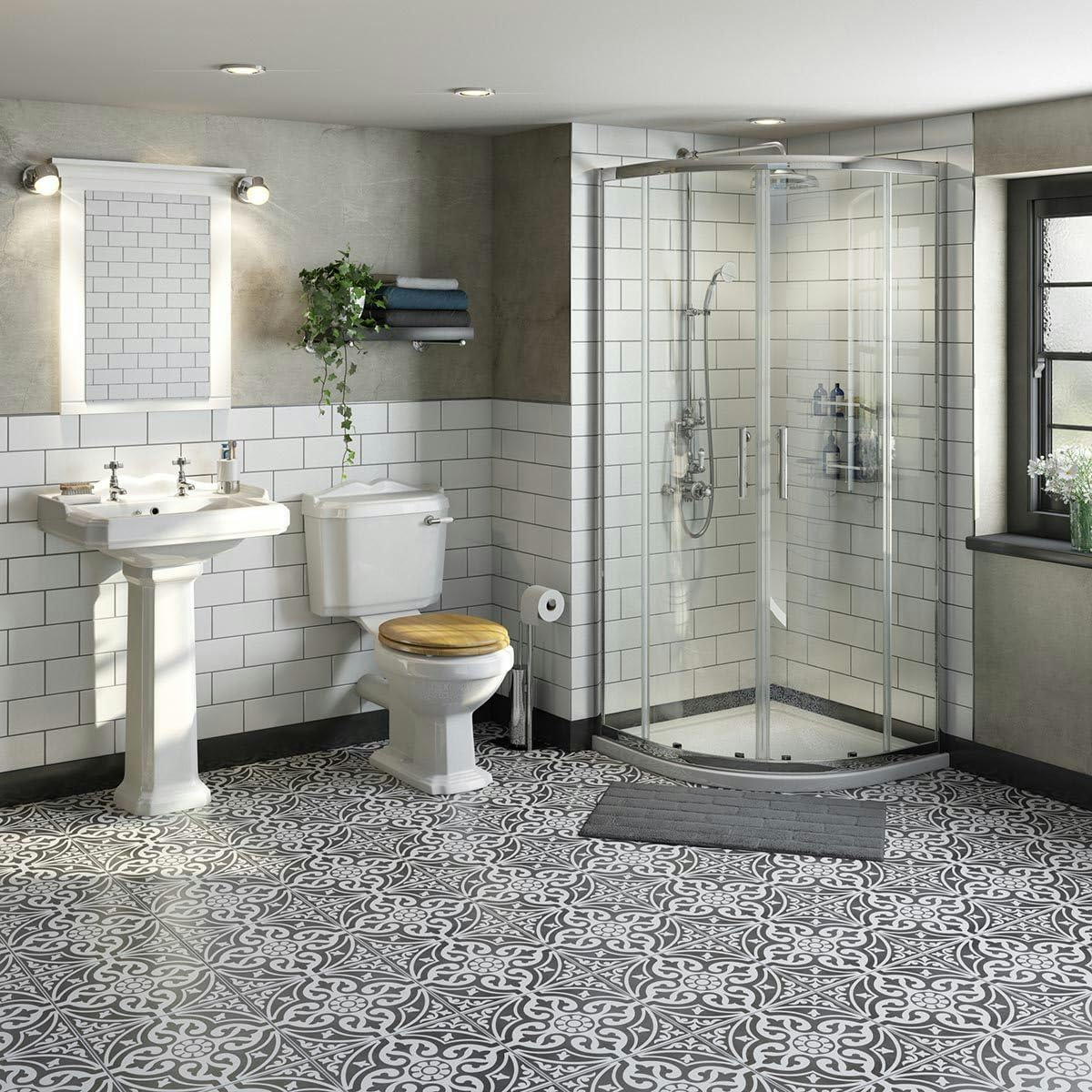 Orchard Winchester Oak ensuite Suite with Quadrant Shower Enclosure, Tray and taps 800 x 800 Including taps - White Shower Enclosure Suite, Shower Enclosure suites, Bathroom suites Reliable.