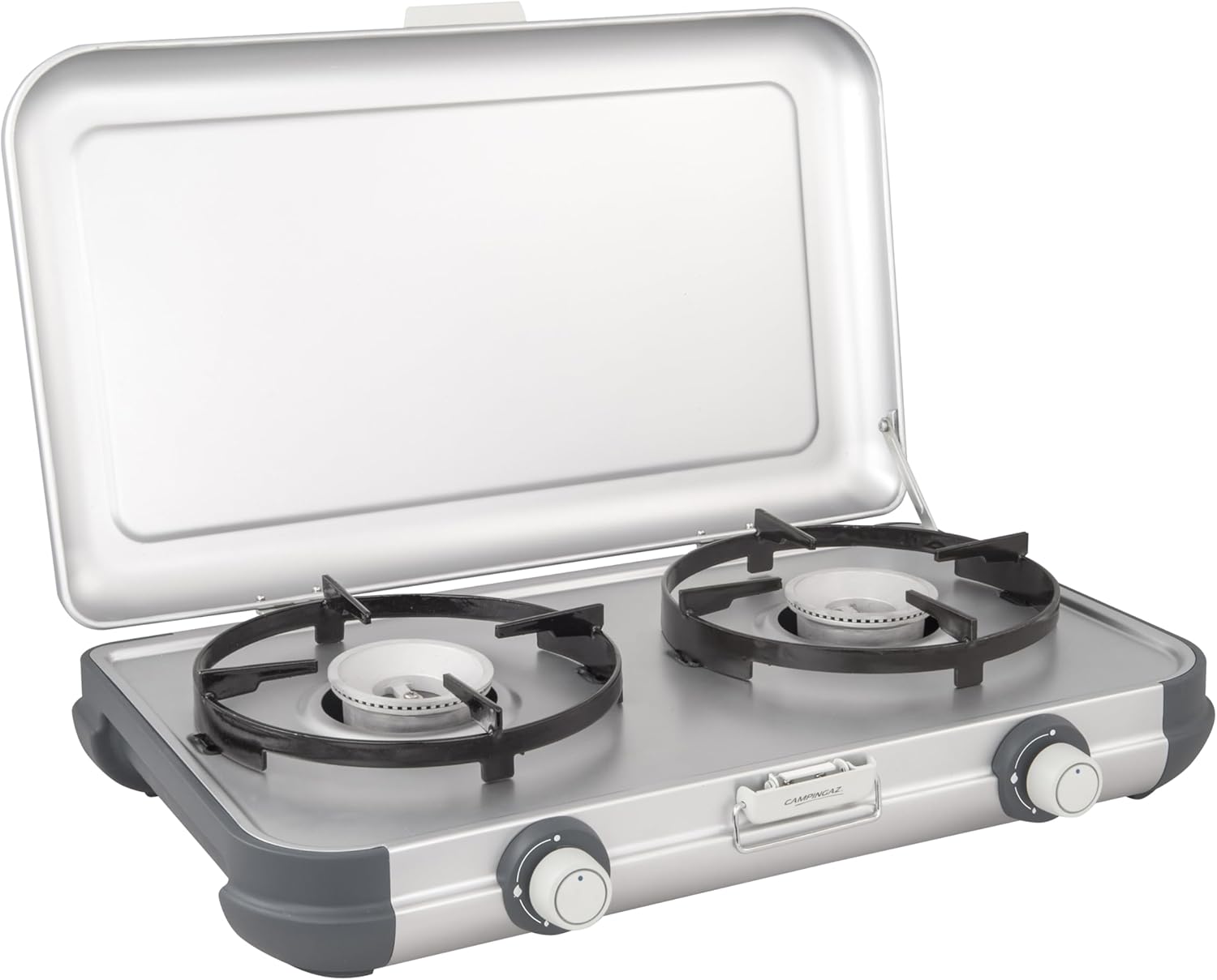 Campingaz Camping Kitchen 2 R Camping Stove, 2 x 2,000 Watts power, 2-Burner Gas Stove with removable pan Supports, portable & compact, runs off R904 or R907 refillable gas cylinders.