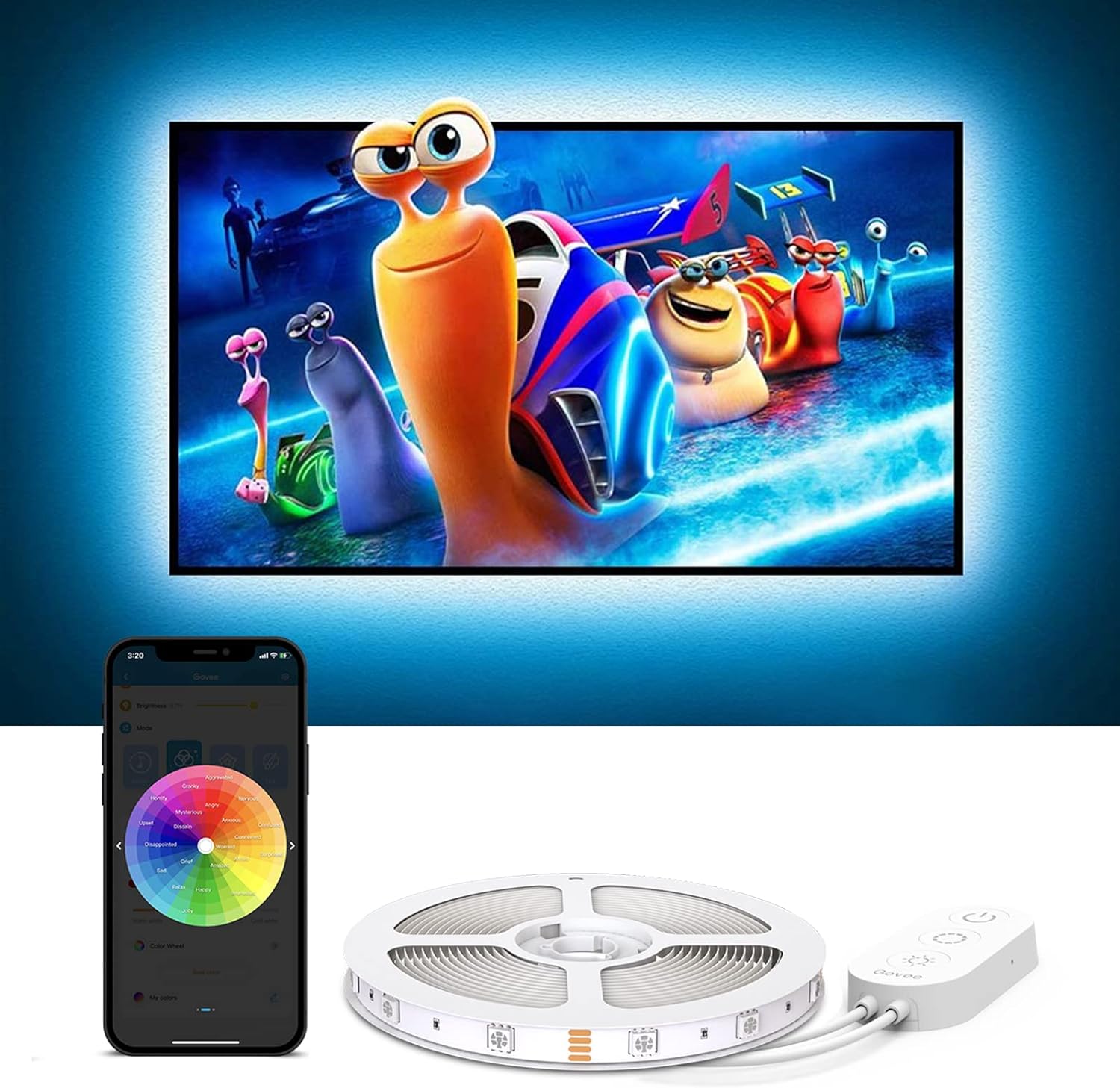 Govee LED TV Backlights, LED Strip Light for Television, Works with Alexa Google Home, USB Powered for 40-60in Television 2 x 50cm + 2 x 100cm.