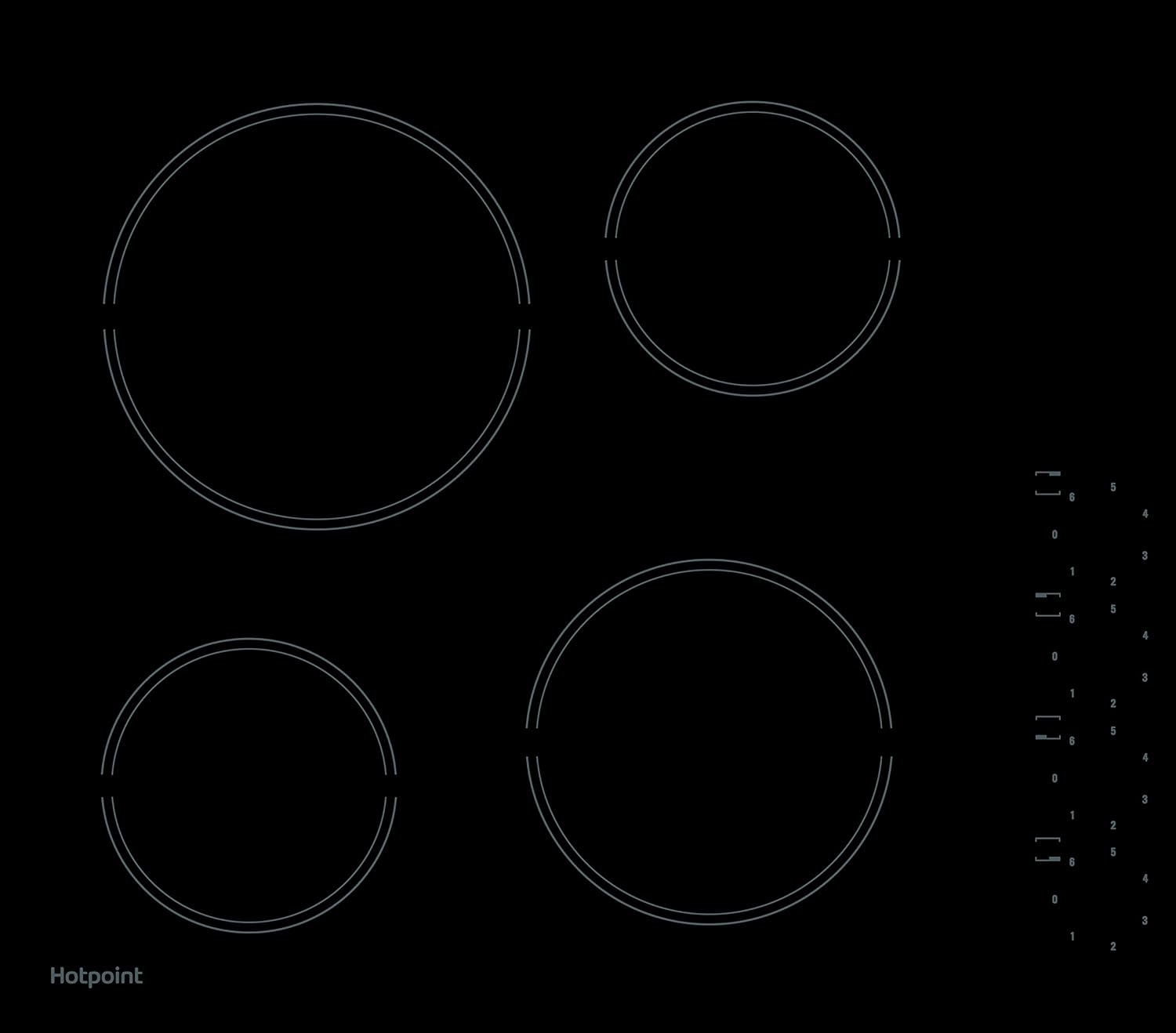 Hotpoint 58cm 4 Zone Knob Control Ceramic Hob.