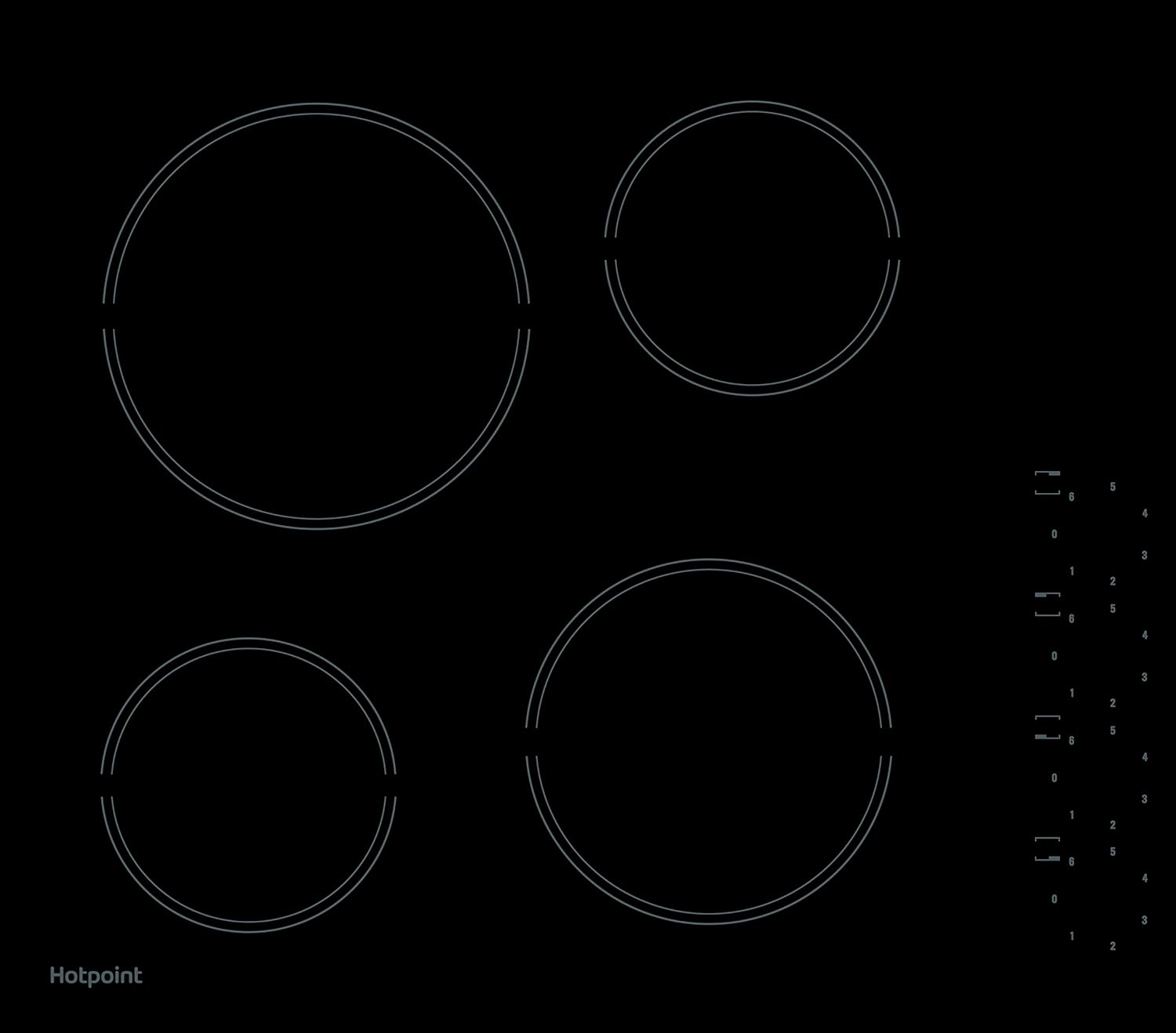 Hotpoint 58cm 4 Zone Knob Control Ceramic Hob.