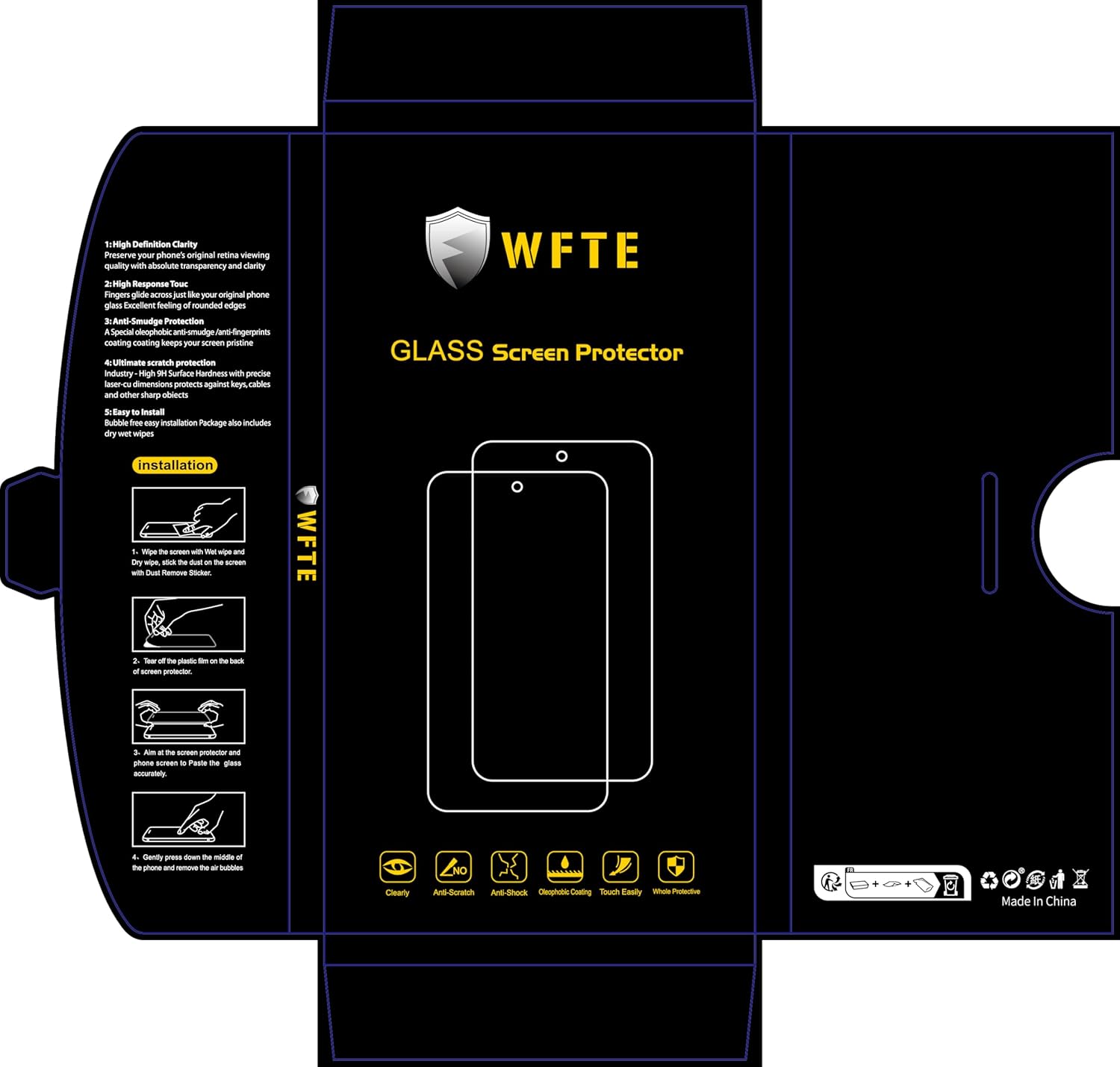 WFTE [Pack of 2 Tempered Glass for iPhone 15/15 Pro, 0.26 mm Screen Protector with 99% High Transparency, Anti-Fingerprint Screen Protector with 9H Hardness Glass.