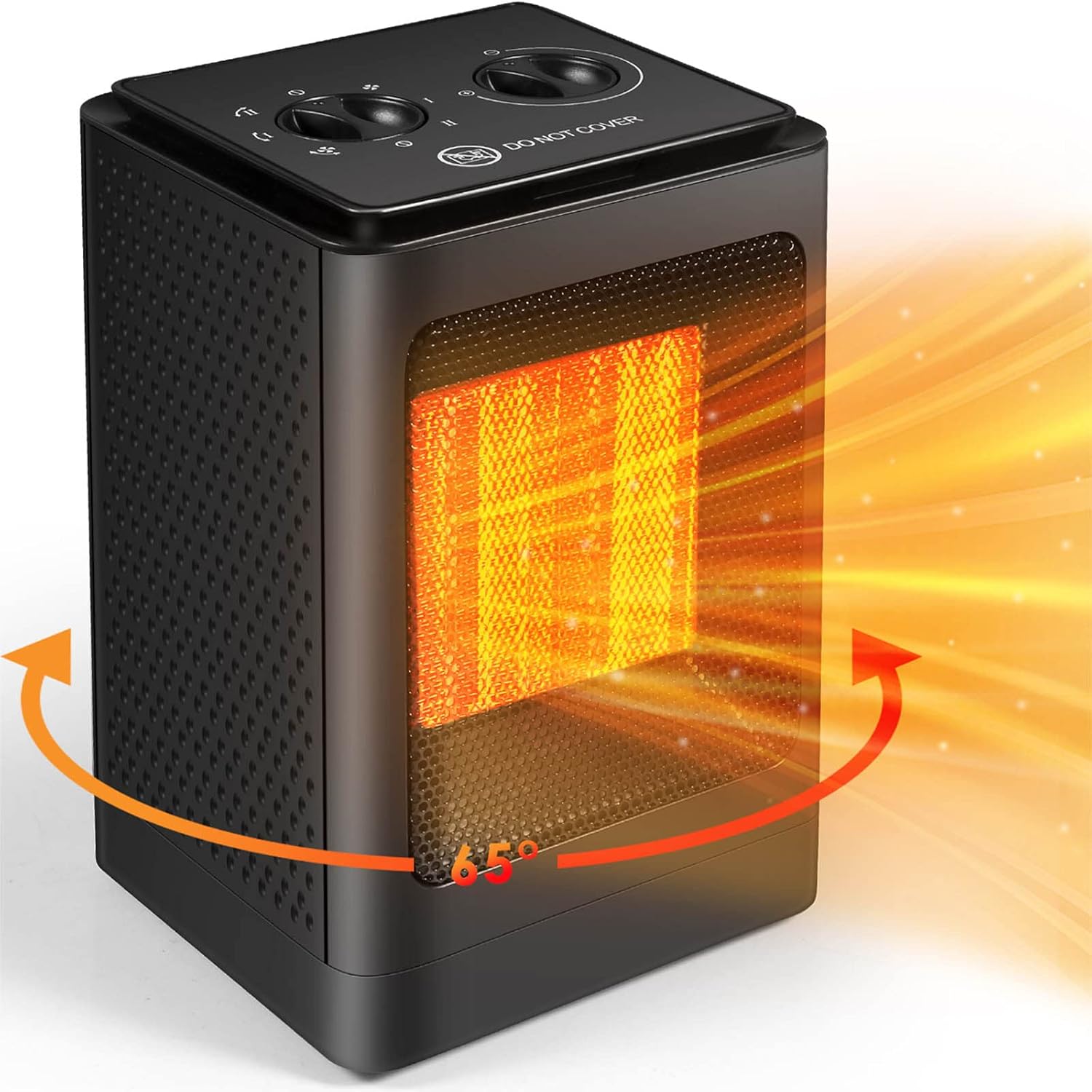 Portable Space Heater, Fan Heaters for Home Low Energy Silent, 750W / 1500W PTC Electric Heater with Tip-Over and Overheat Protection, 6 Adjustable Modes & Thermostat, Suitable for Office Home Dorm.