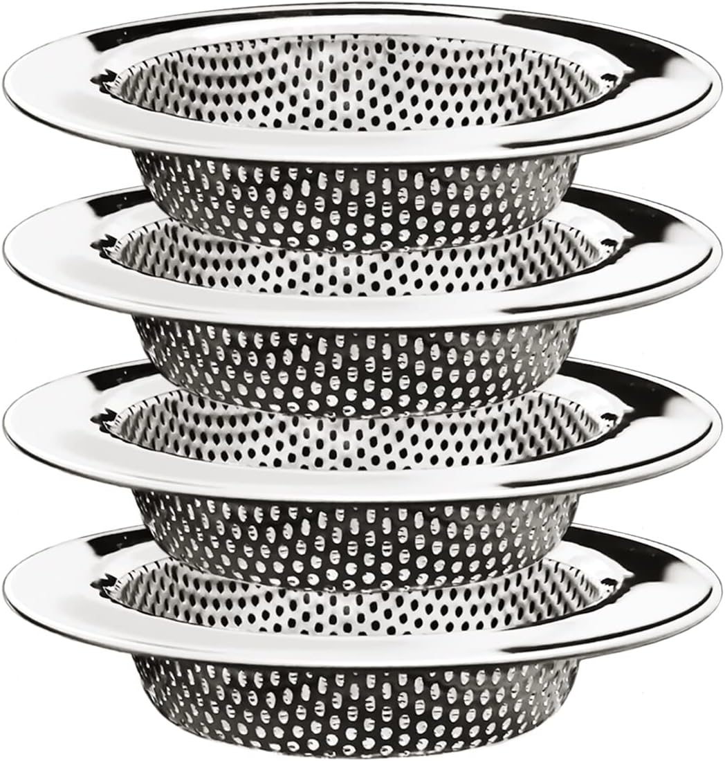 Seatery 4PCS Kitchen Sink Strainers, Sink Drain Filter, Sink Basket Strainer, 4.5 Inch Stainless Steel Sink Drain Strainer, Food Scraps Catcher for Kitchen.