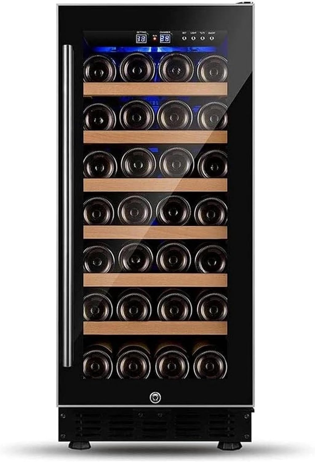 QPZMALSKY 6 -Layer -Wood Wine Cooler Refrigerator - Integrated Or Independent Compressor Wine Refrigerator Without Frost With Digital Memory Temperature Control.