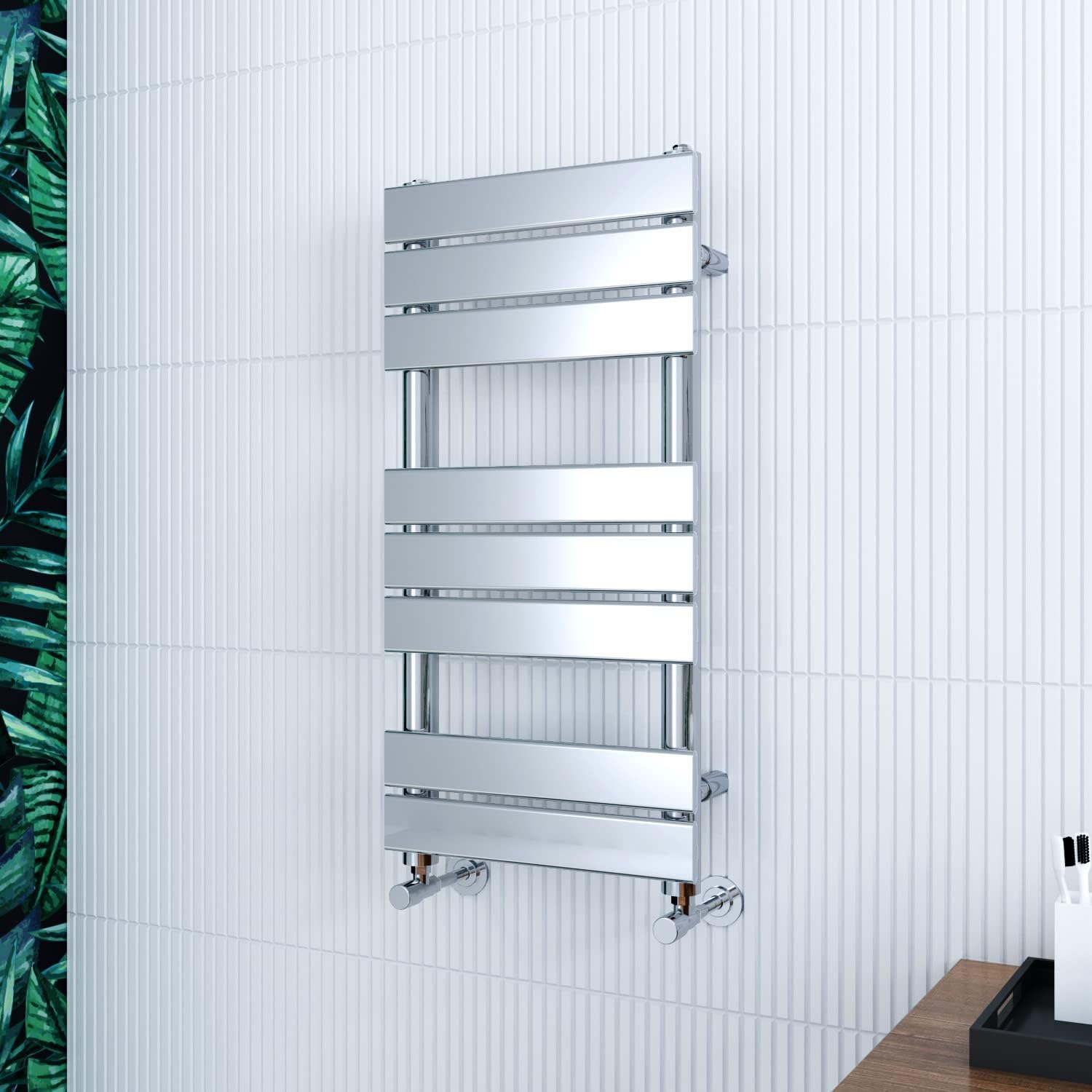 ELEGANT Chrome Flat Panel Towel Rail Radiator 1600 x 500mm Modern Designer Heated Towel Rail Central Heating Rad for Bathroom.