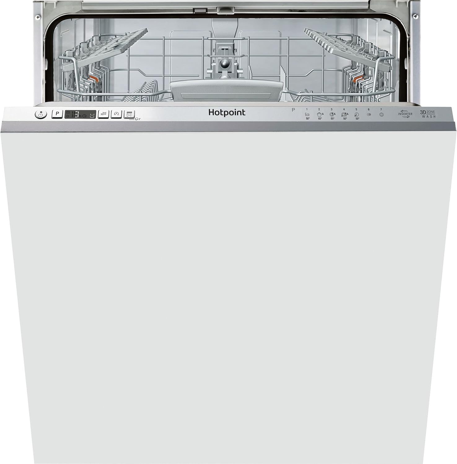 Hotpoint HIC3C26WUKN Fully Integrated Standard Dishwasher - Stainless Steel Control Panel with Fixed Door Fixing Kit - E Rated.