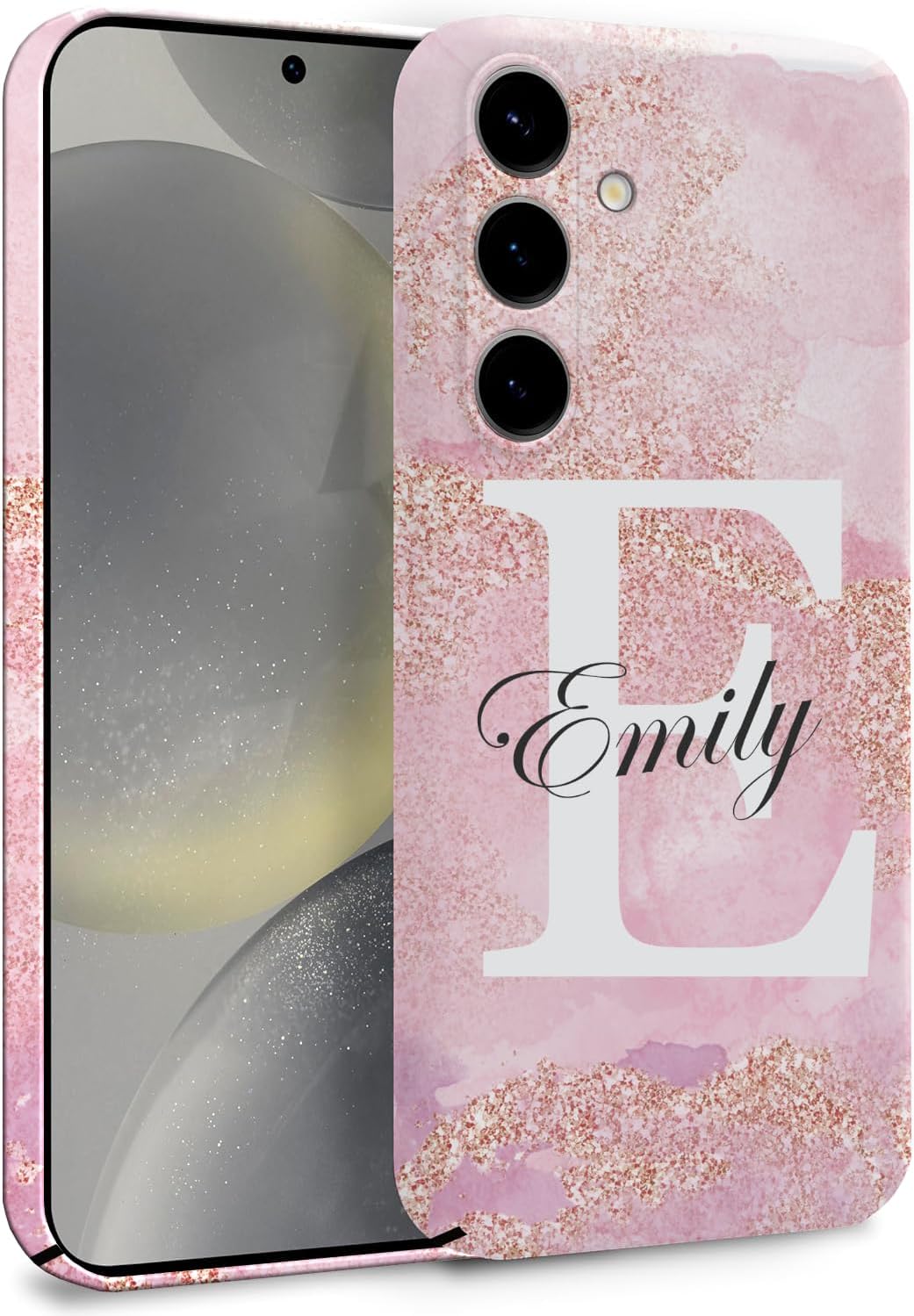 EKAM Personalised Phone Case for Samsung Galaxy A Series, A15, A25, A55, A35, A54, A34, A53, A12, A13, A14, Fully Printed 3D Customized Marble Text Cover, Custom Name Hard PC Cases (Purple).