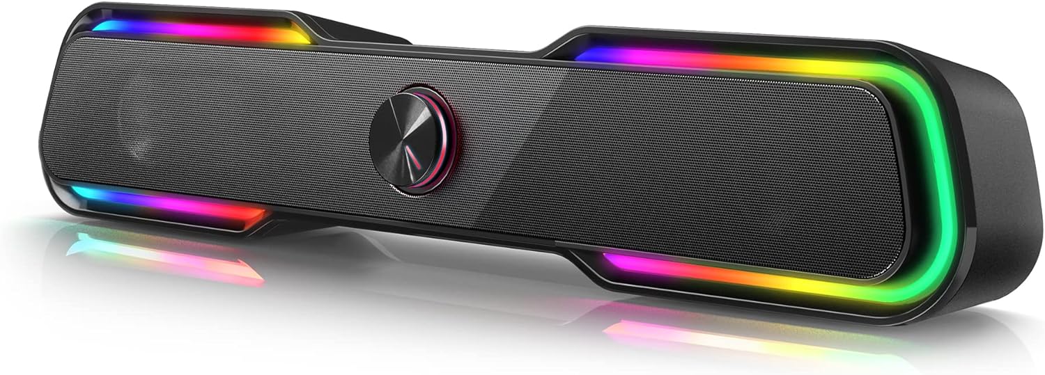 Bazivve Bluetooth PC Speakers, Gaming Computer Speakers for Desktop Monitor, USB Powered & 3.5mm Jack RGB Sound Bar for Laptop.