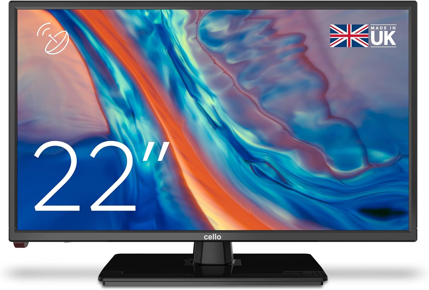 Cello Z0222 22 inch Full HD LED TV with Freeview HD DVB-T2, and Built In Satellite HDMI and USB for live recording of digital TV and play media files Ideal for Kitchen, Made in the UK, Black.