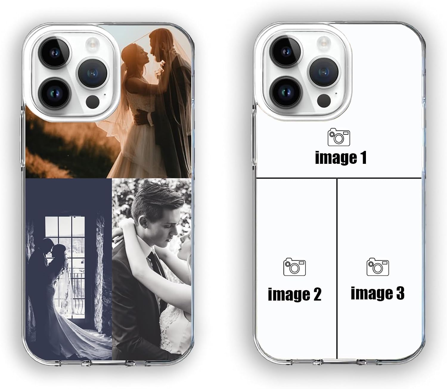 Personalised Custom for iPhone Case, for iPhone 13 Case, 7 Photo Collage Polaroid Style Custom Picture CLEAR Silicone Impact Case for iPhone 11 12 13 14 15 Ranges - CUSTOMISE ONLINE (7 photos).