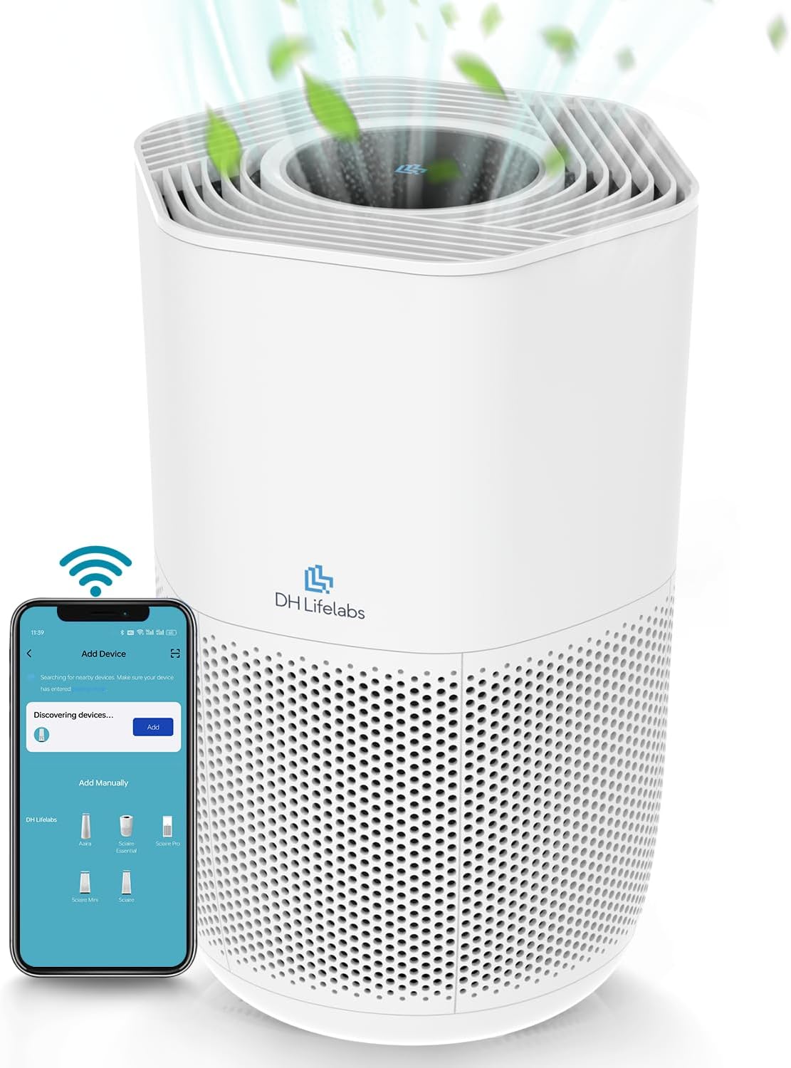 Air Purifier for Large Room 2046 Sq Ft, Smart WiFi Voice Control, Ionizer Air Purifier with Air Quality Sensor, H13 True HEPA Filter Eliminate Odour for Pets, Smoke, Allergies (Sciaire + HEPA, White).