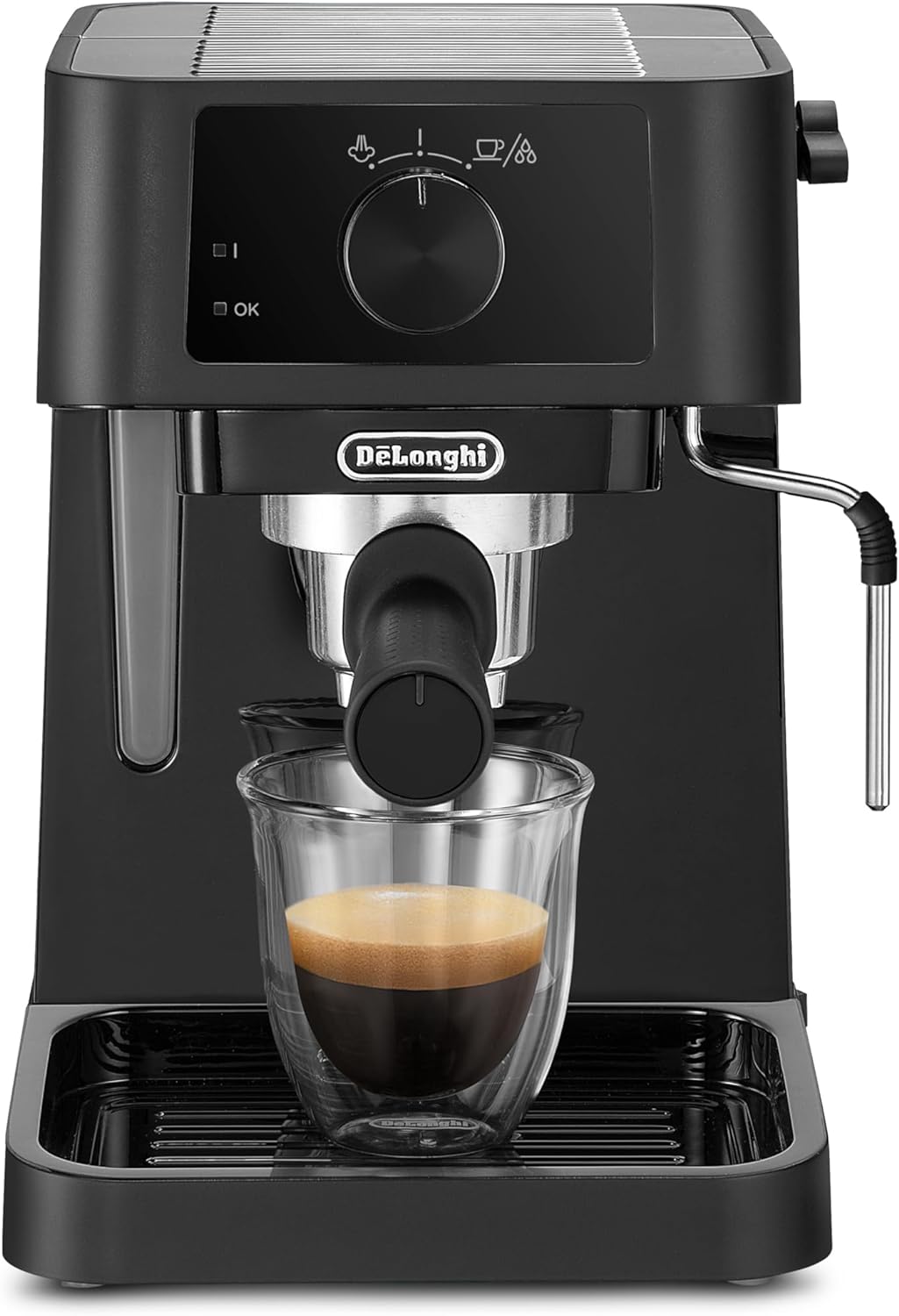 De'Longhi Stilosa EC230.BK, Traditional Barista Pump Espresso Machine, Espresso and Cappuccino, 2 cups, Black.