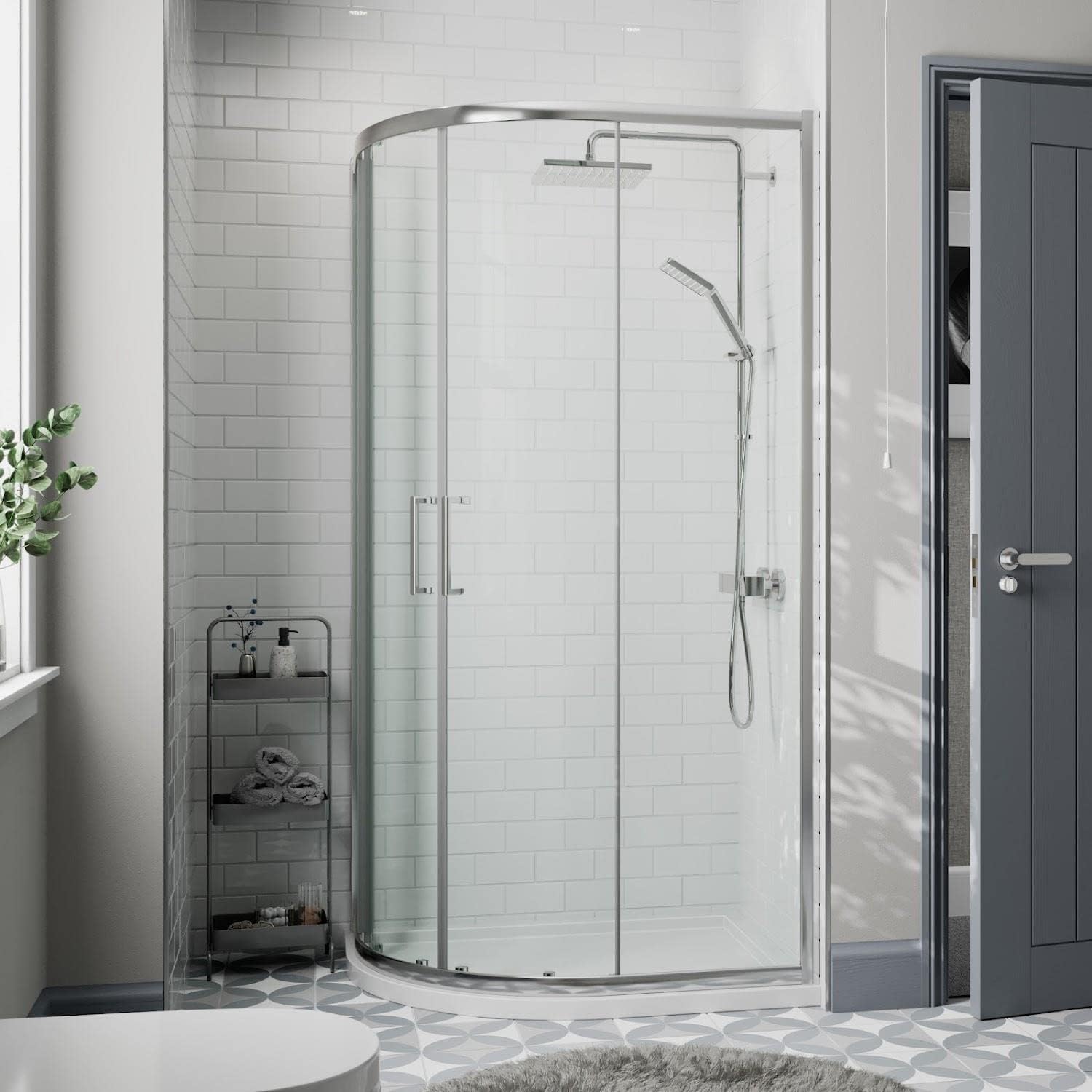 900mm x 760mm Left Hand Offset Quadrant Shower Enclosure Framed 8mm Safety Glass.