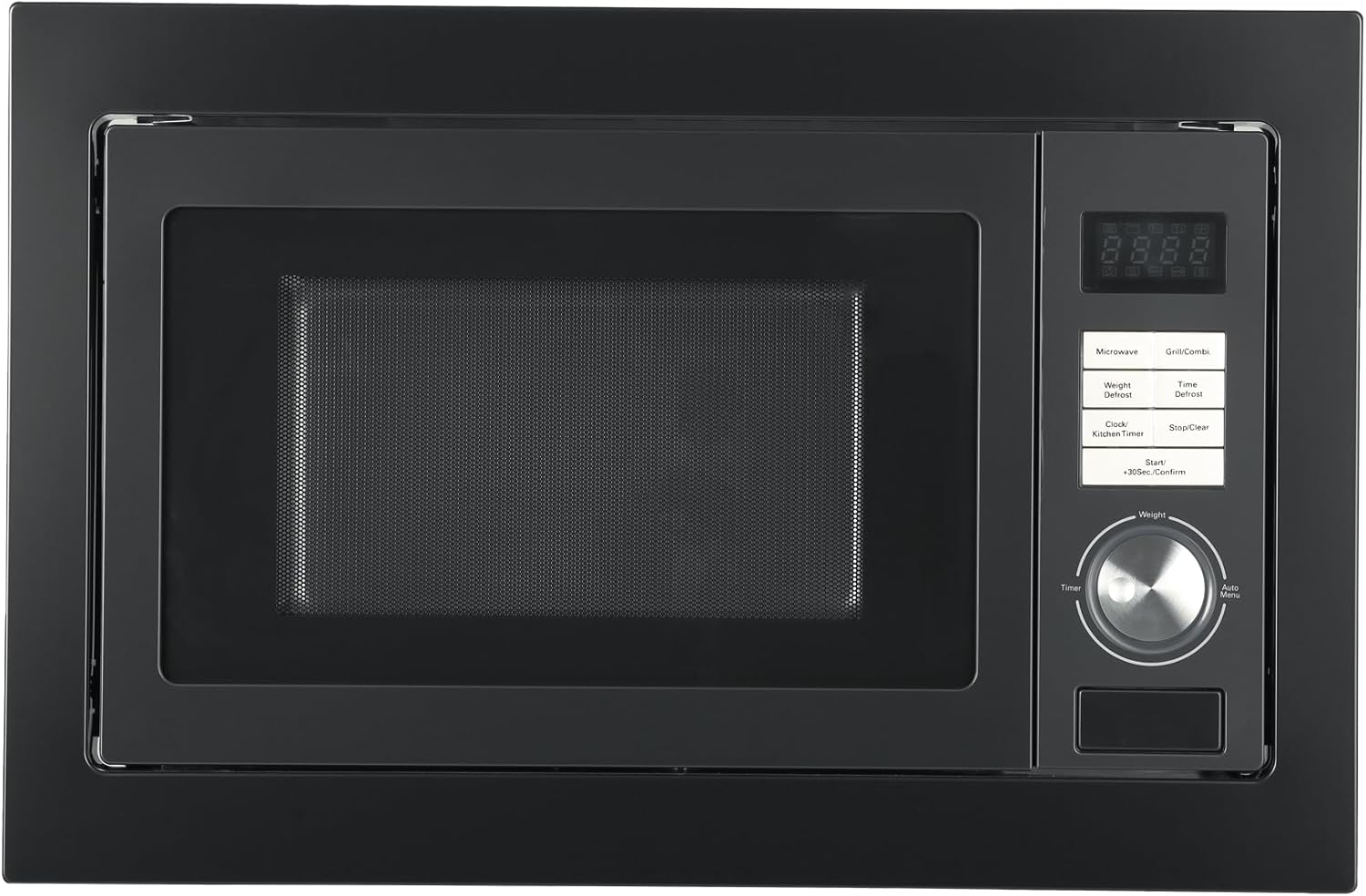 Techomey Integrated Microwave 25L, 900W Integrated Microwave Oven, Built In Microwave with Auto Defrost, Combination Microwave with Grill, Child Lock and 8 Auto Menus, Black, Stainless Steel.