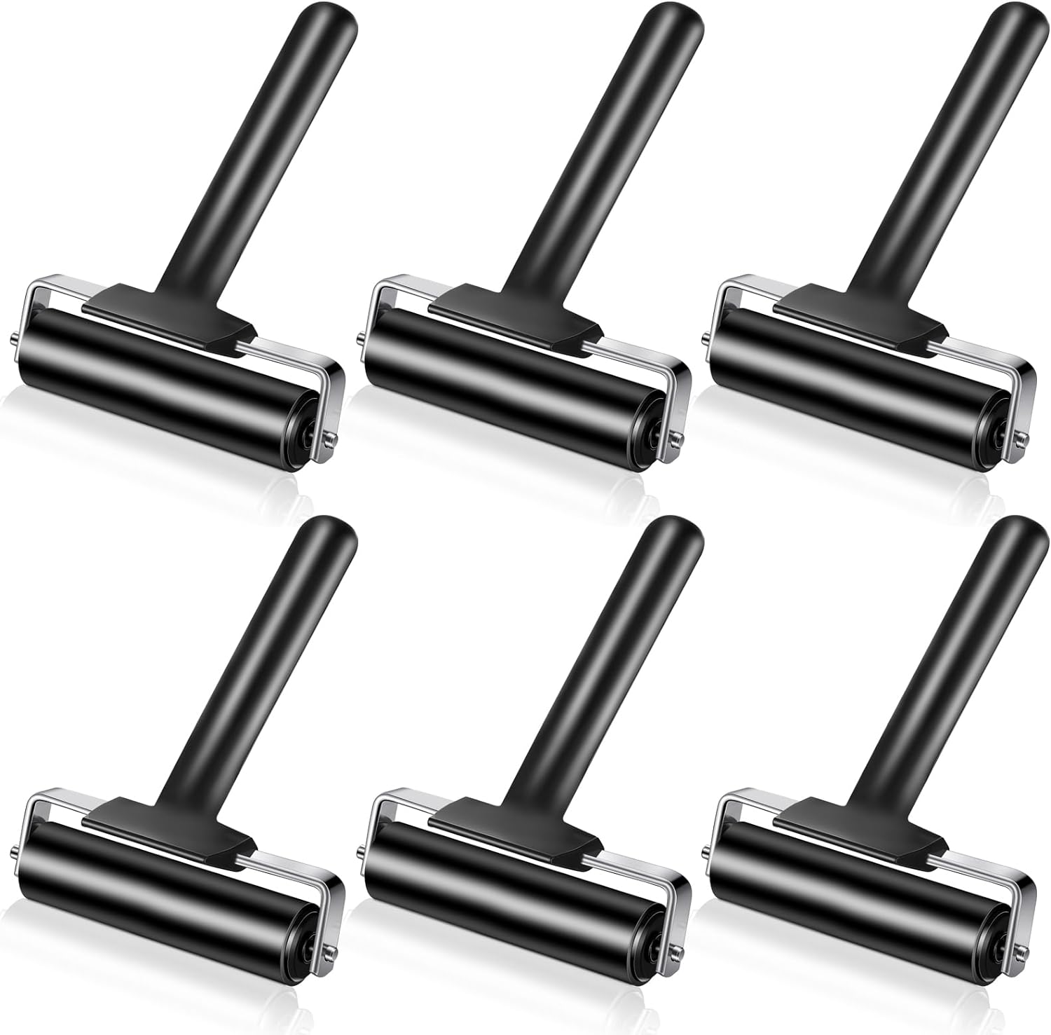 BBTO 12 Pcs Rubber Roller for Crafting 4 Inch Brayer Rollers Craft Ink Roller Relief Printing Brayers for Printmaking Gluing Inking Blocks Carved Surfaces Stamping Scrapbooks Paintings, Black.