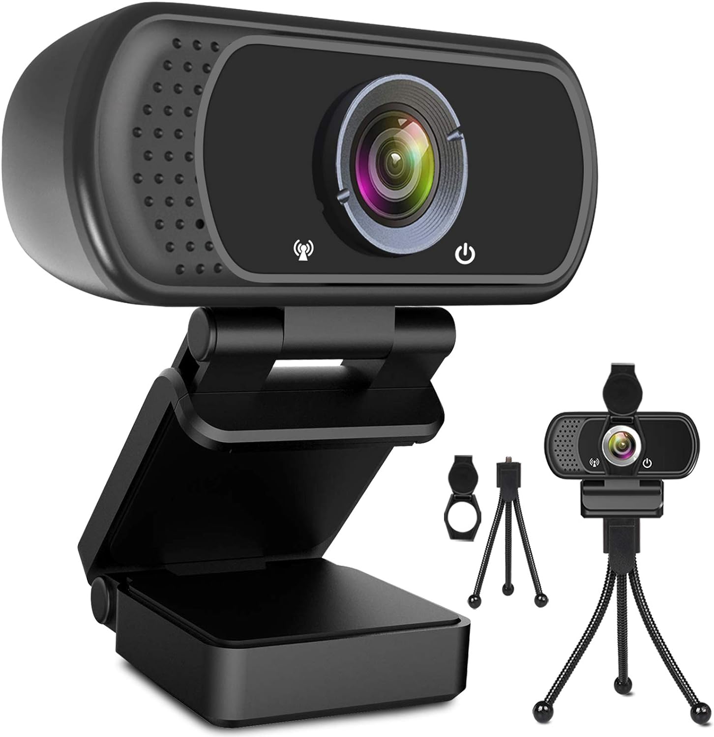 1080P Webcam with Microphone, HD Webcam Web Camera with Tripod Stand, Widescreen USB Computer Camera, Streaming Mic Webcam for Online Calling/Conferencing, Zoom/Skype/Facetime/YouTube, Laptop/Desktop.