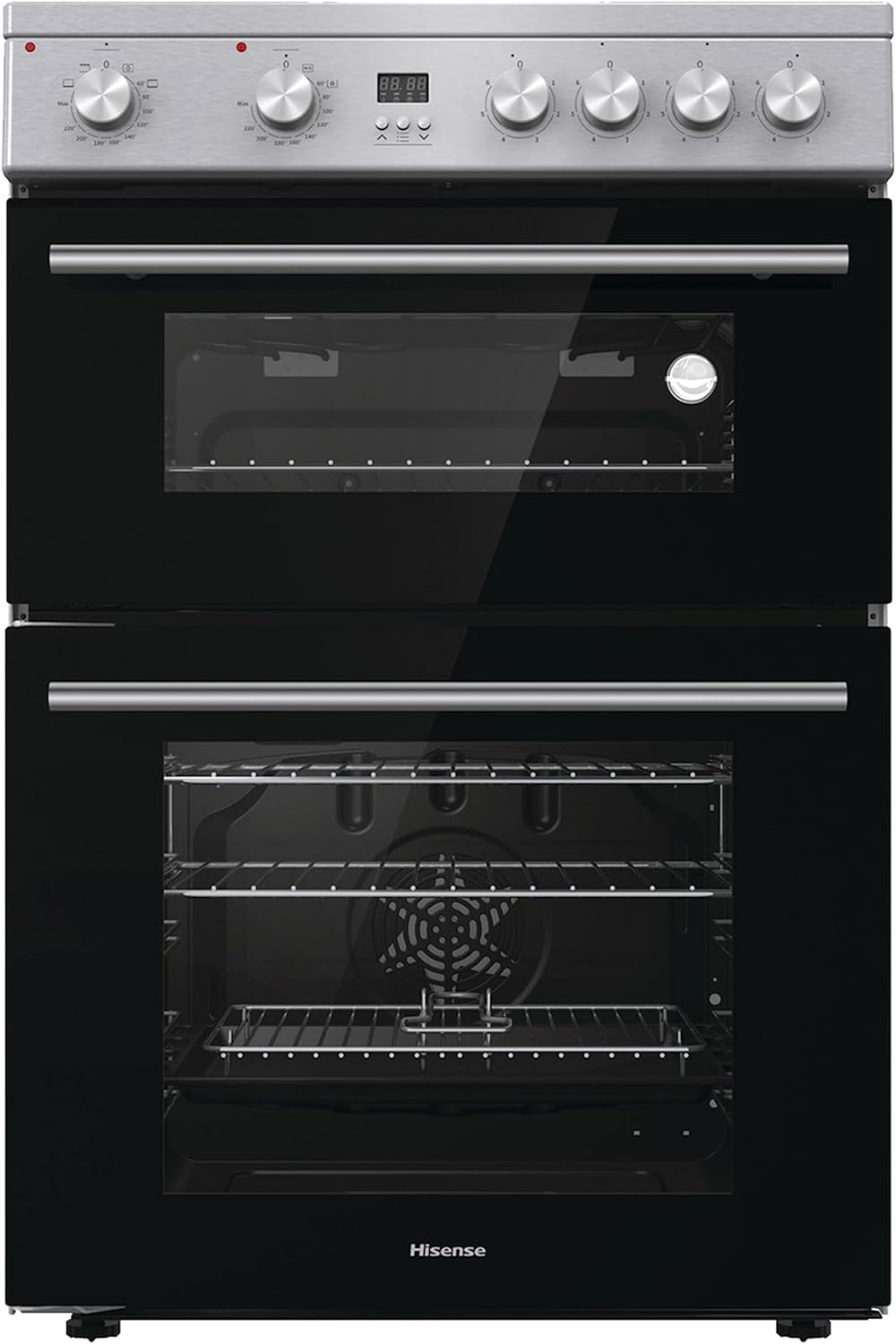 Hisense HDE3211BXUK 60cm Electric Cooker with Ceramic Hob - Brushed stainless steel -A+/A Rated Double Oven.