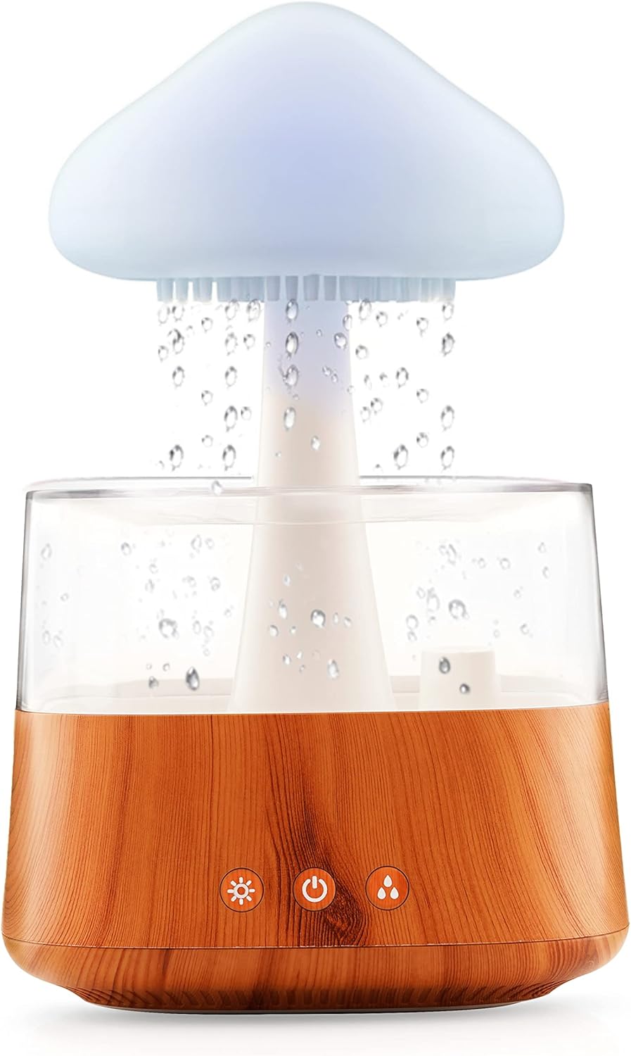 DINACO Raincloud Humidifier Essential Oil Raining Desk Humidifier Rain Cloud Night Light Diffuser Relaxing Rain cloud Humidifier with Raining Cloud Diffuser Rain Drop humidifier Sound (Wooden colour).