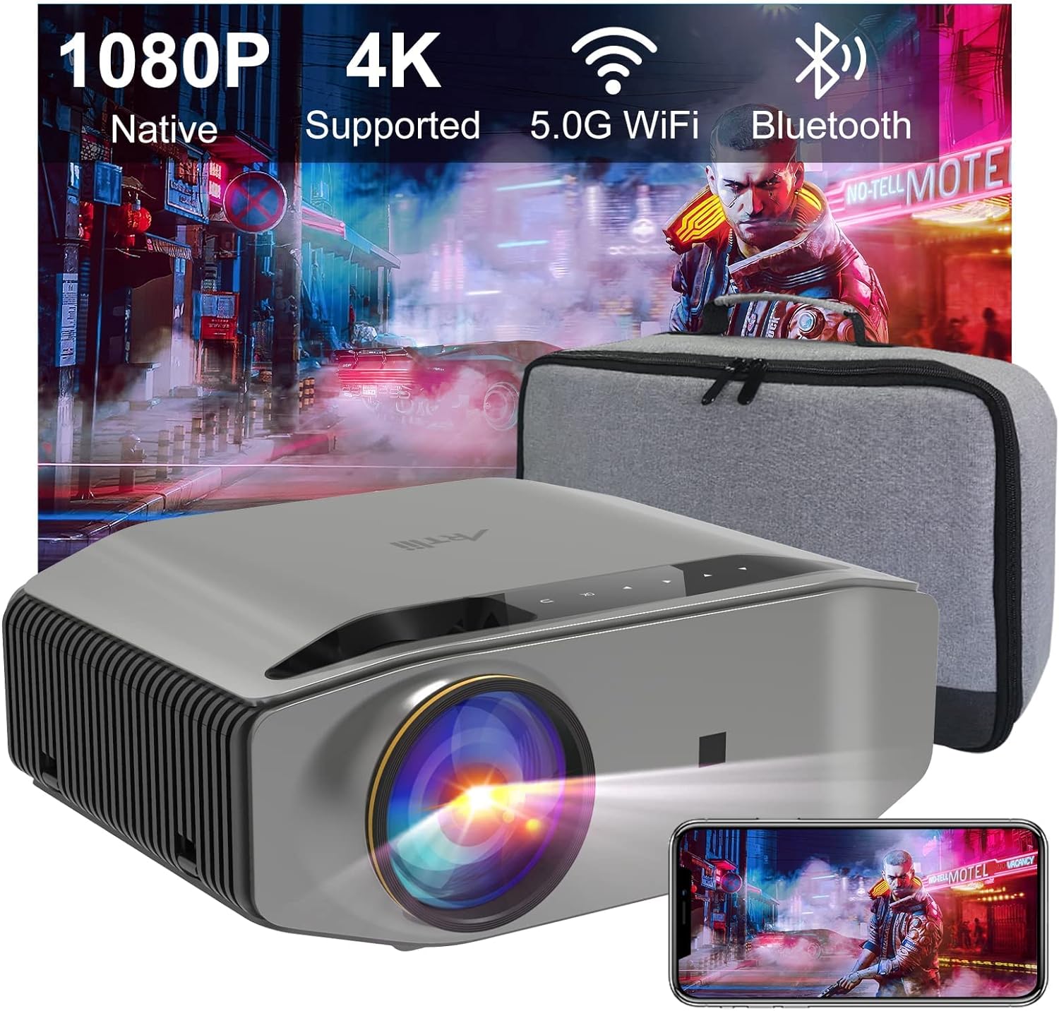 Artlii Energon2 4K WiFi Bluetooth Projector, 1080P Native Home Theater Videoprojector, Dolby Audio, 5.1 Bidirectional Bluetooth, Home Porjector Bedroom.