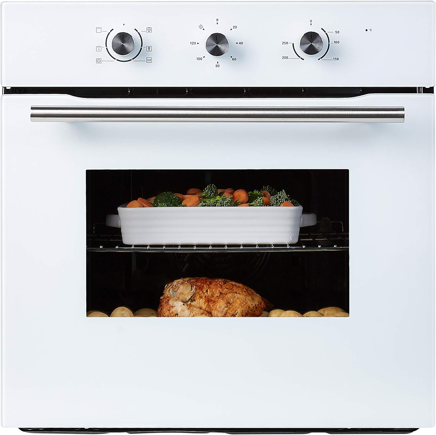 Cookology COF600WH 60cm White Built-in Single Electric Fan Forced Oven & timer.