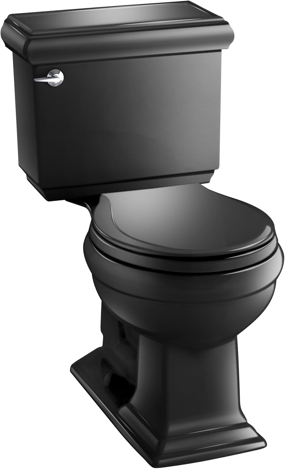 Kohler K-3986-7 Memoirs Comfort Height Two-Piece Round Front Toilet with Classic Design, Black.