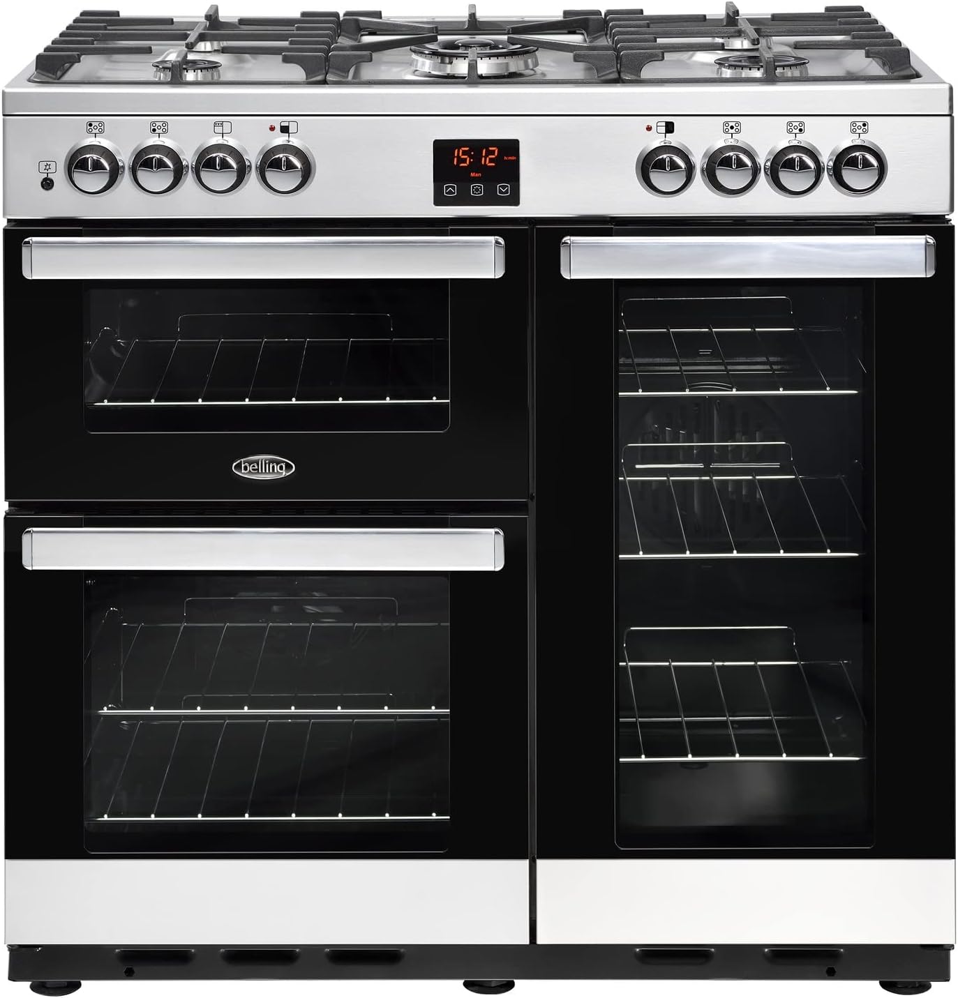 Belling Cookcentre 90DFT 90cm Dual Fuel Range Cooker - Stainless Steel.