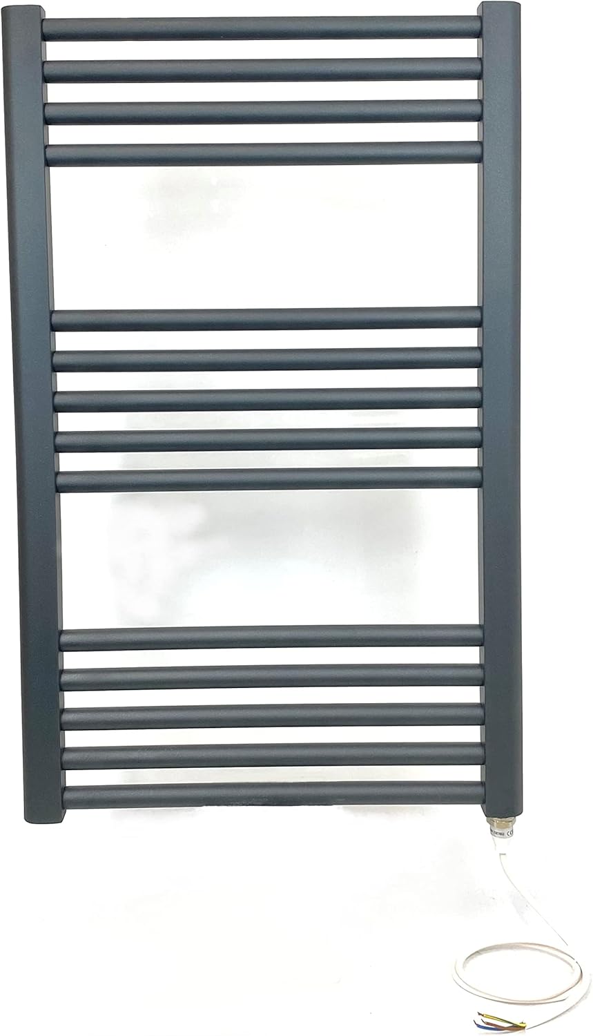 Greenedhouse 400w x 800h Anthracite Electric Flat Heated Towel Rail.