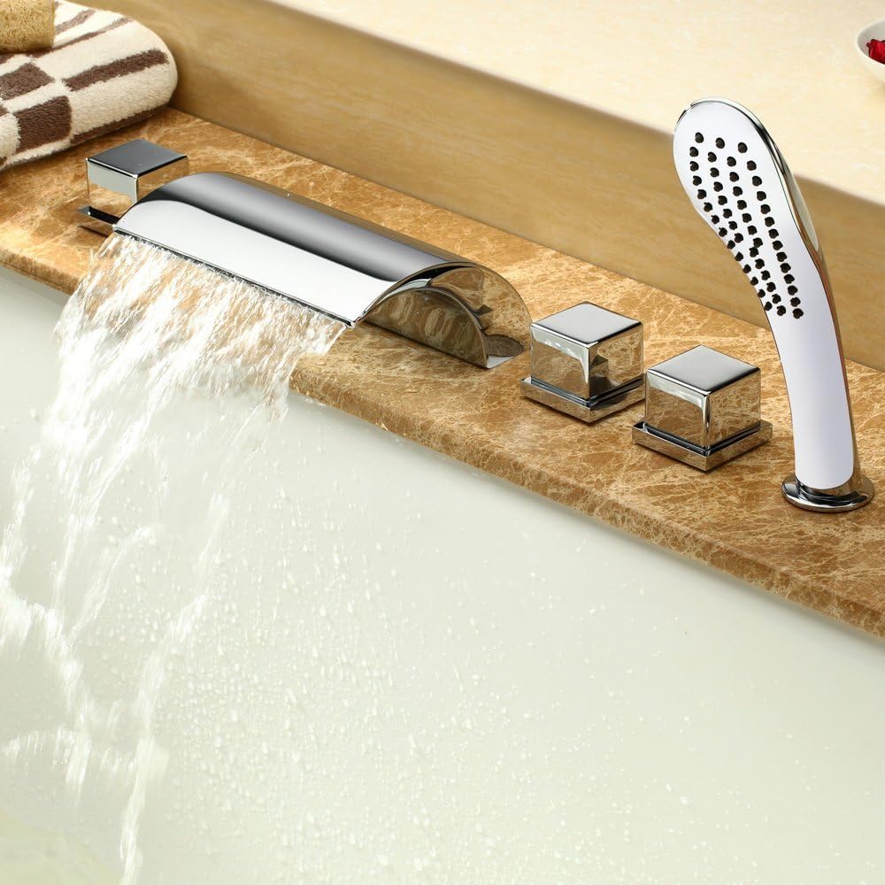 5 Units Waterfall Mixer Faucet Bathtub Tap Rainshower Handshower Set Bath Shower Bathroom Fitting Chromed.