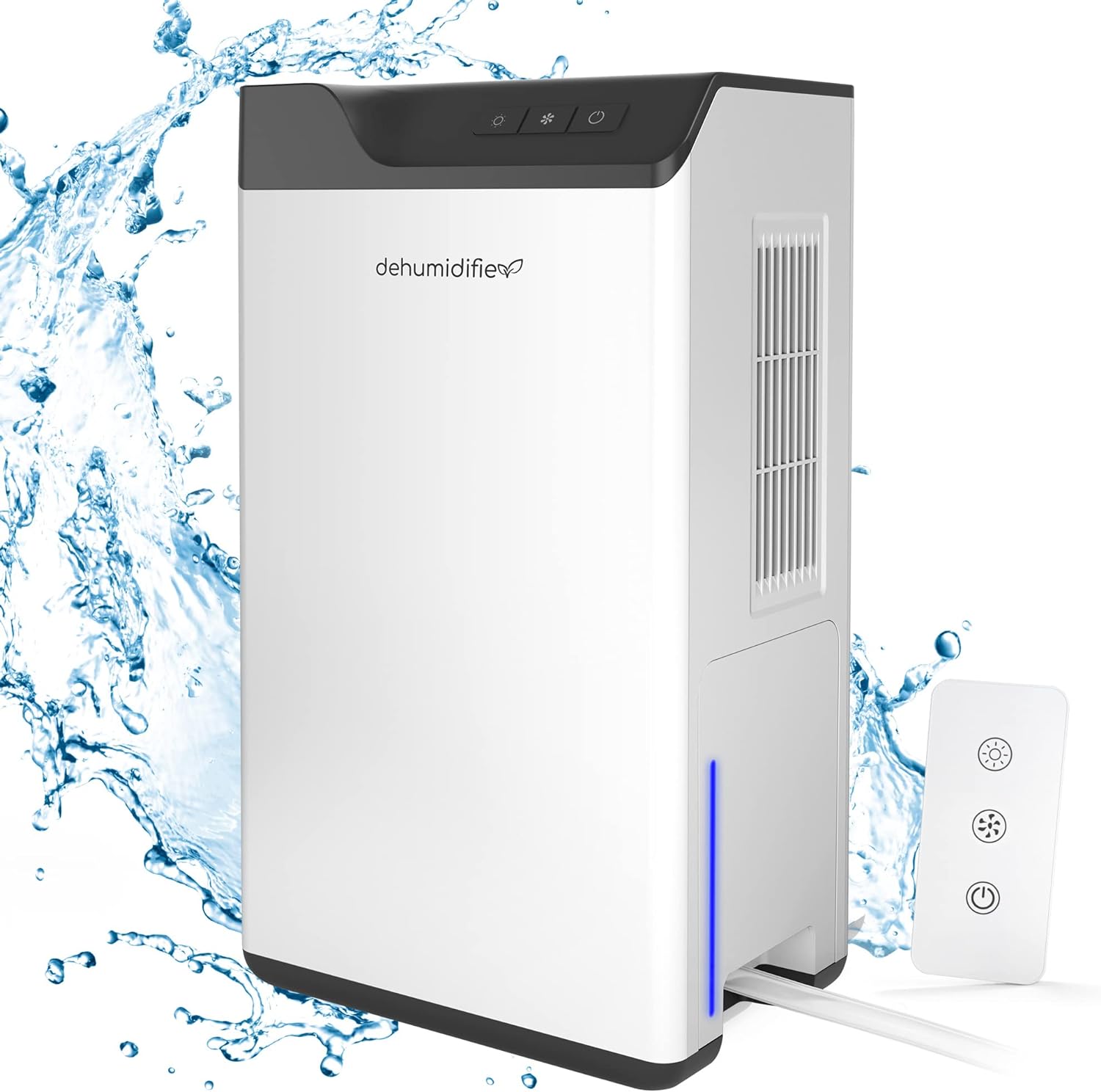 Dehumidifier for Home with Drain Hose, 2L Water Tank, Dual Semiconductor, Auto Shut off, Auto Defrost, Portable Dehumidifier for Bedroom/Bathroom/RV/Basement/Closet.