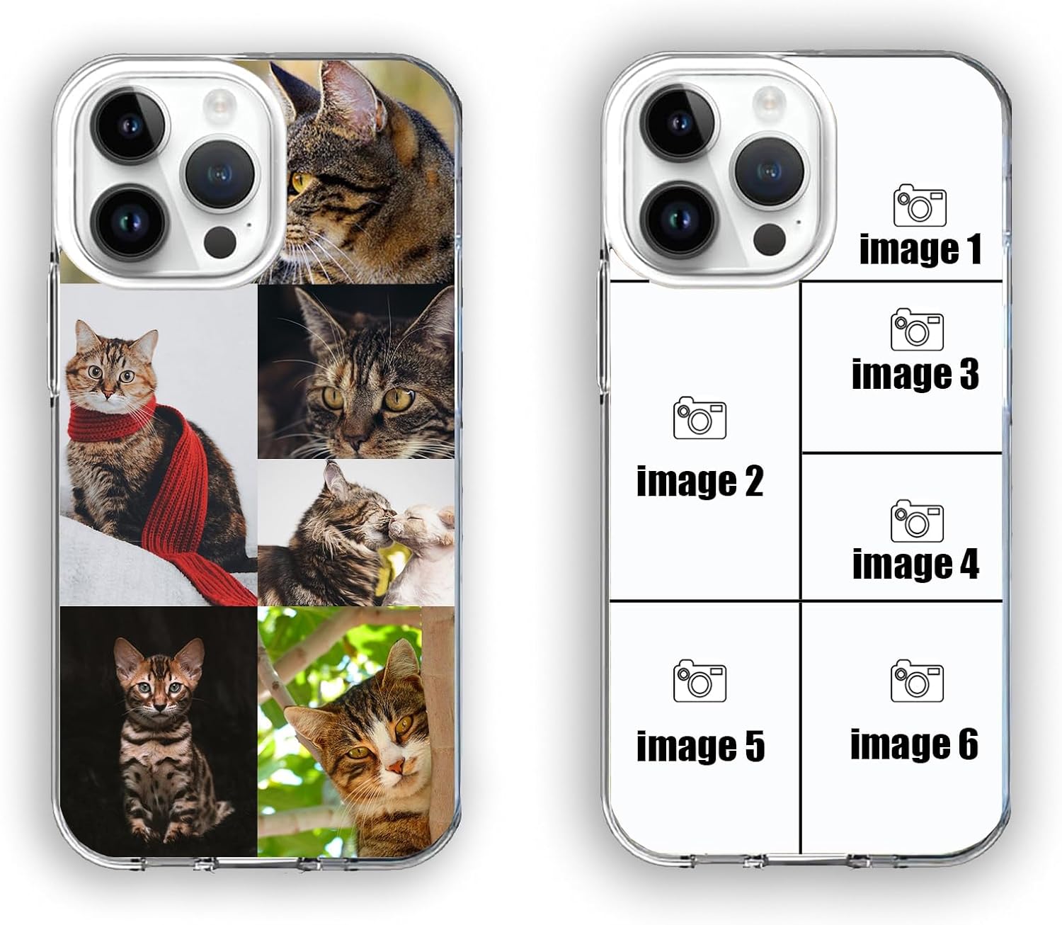 Personalised Custom for iPhone Case, for iPhone 13 Case, 7 Photo Collage Polaroid Style Custom Picture CLEAR Silicone Impact Case for iPhone 11 12 13 14 15 Ranges - CUSTOMISE ONLINE (7 photos).