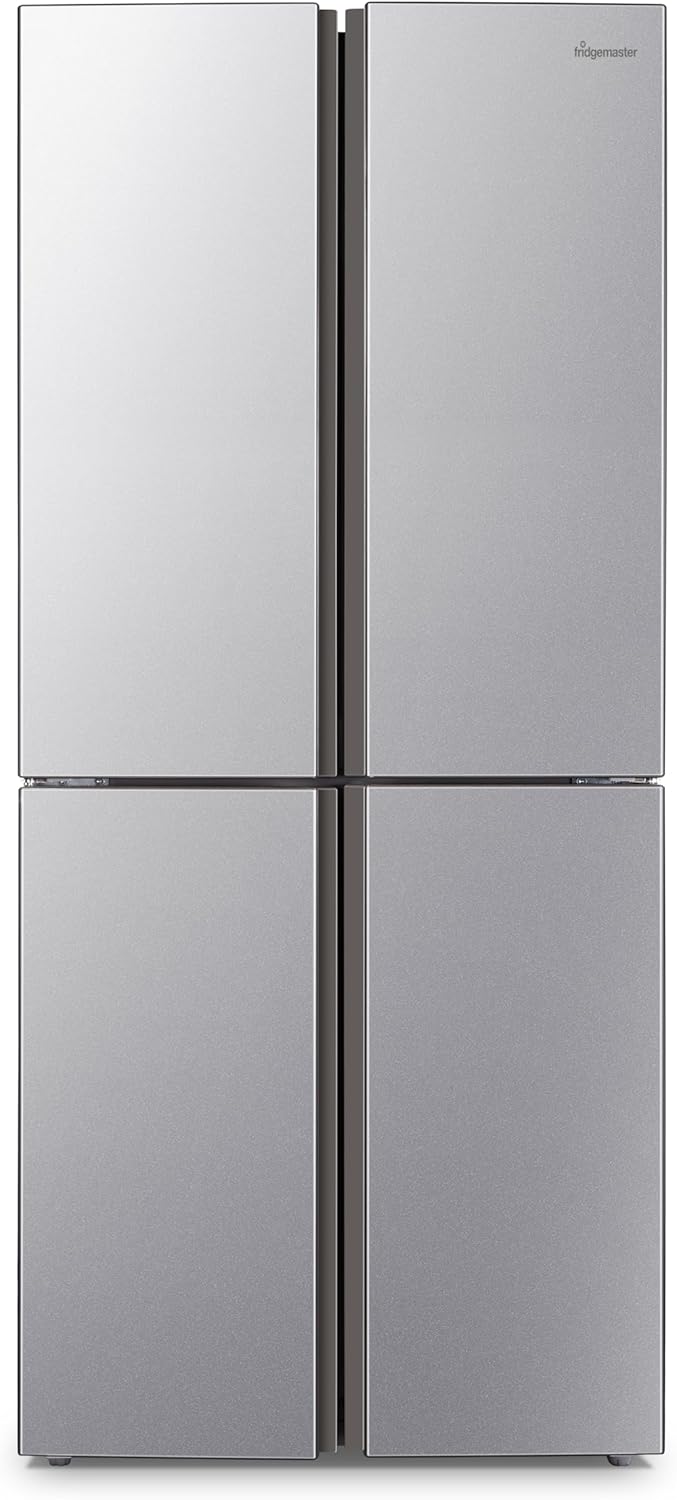 Fridgemaster MQ79394ES Freestanding American 4 Door Fridge Freezer 427L, Total No Frost, Inverter compressor, Silver, 64.3D x 79.4W x 181.6H cm, E Rated.