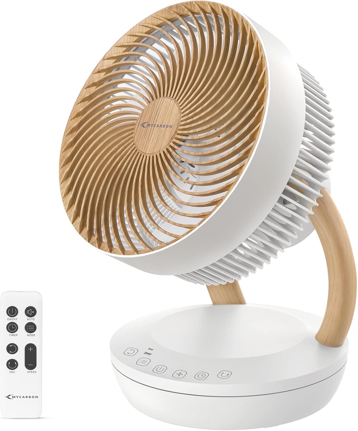 MYCARBON Silent Fan Electric Desk Fan Oscillating Cooling Fans Air Circulator, 20dB Quiet Fan for Bedroom, Home use, Brushless Motor DC Energy-efficient, ECO/Sleep Mode/8 Speeds, Timer, Remote Control.