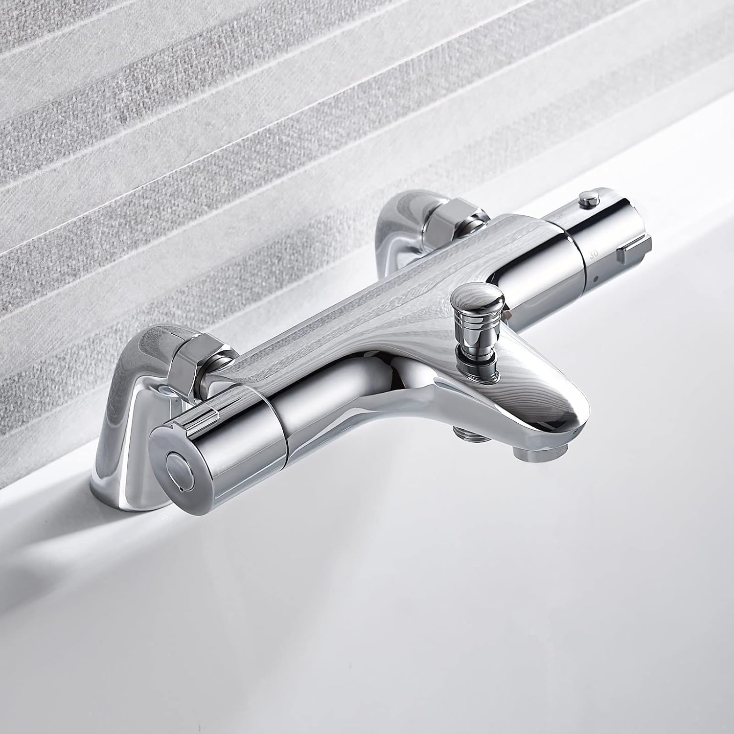 Thermostatic Shower Mixer Bar with Shower Riser Kit, NewEast Chrome Shower Mixer Set, Wall Mounted Mixer Shower Valve.