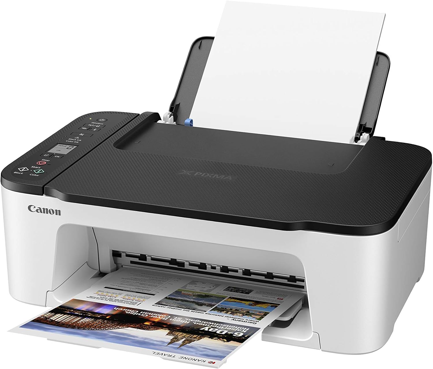 Canon PIXMA TS3452 Colour Inkjet Printer Multifunctional Device DIN A4 (Scanner, Copier, Printer, 4800 x 1200 DPI, LCD, WLAN, USB, Apple AirPrint, PIXMA Cloud Link, Duplex Printing), Black White.