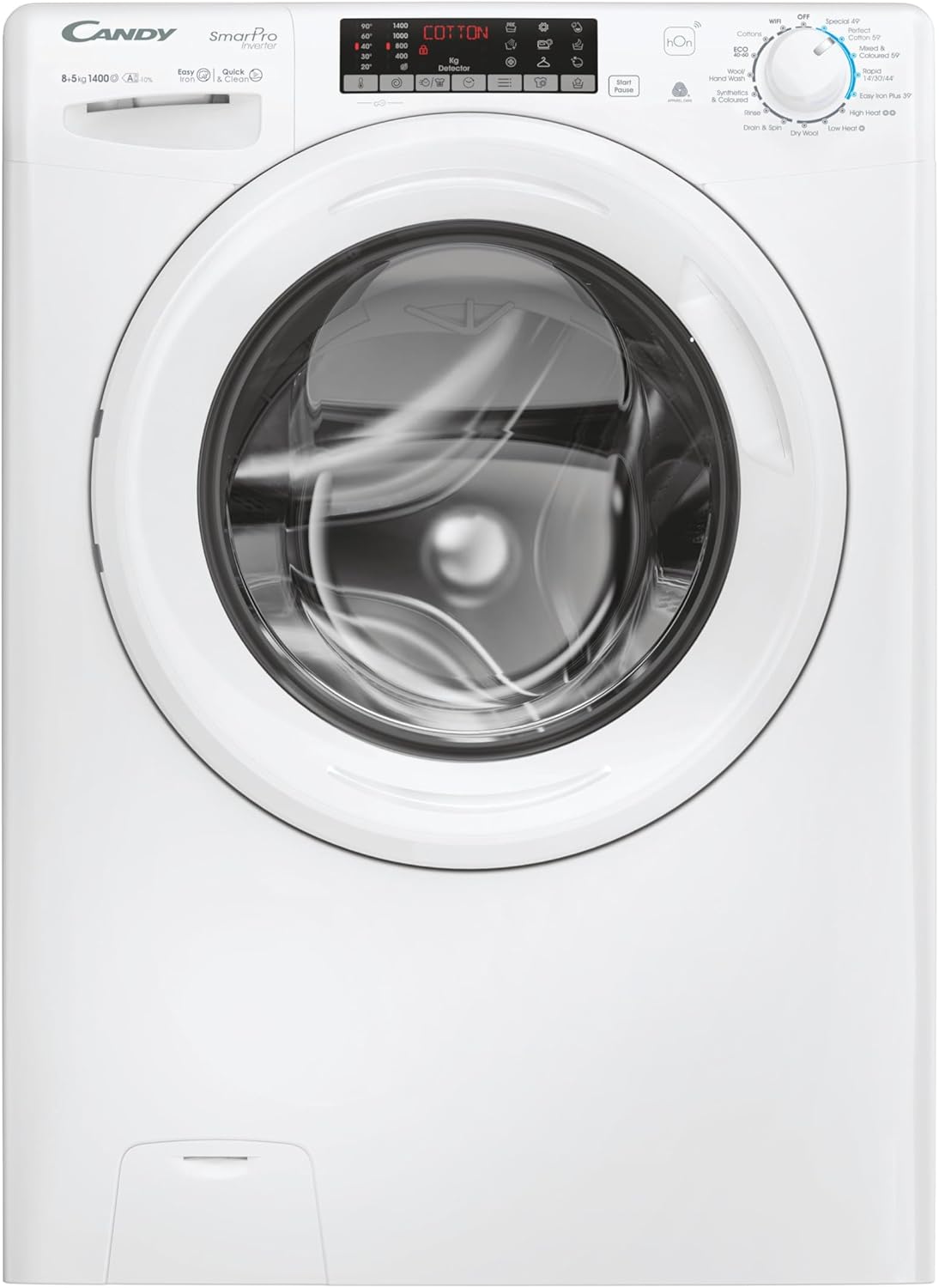 Candy CSOW4966TWMB6-80 Freestanding Washer Dryer with LED Display, 9 or 6kg Load, 1400RPM, Speed Driver Motor, White, D or A Rated.