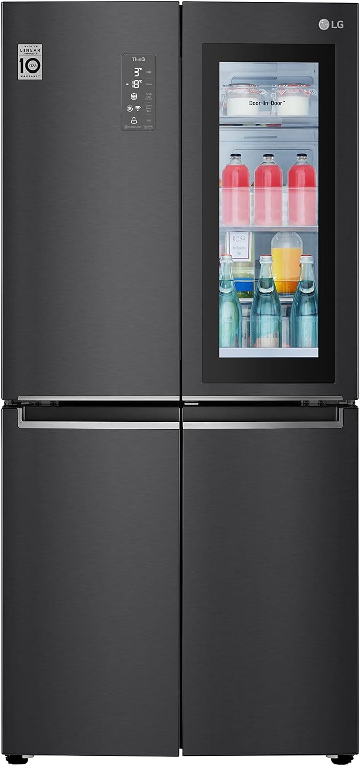 LG GMQ844MC5E Total No Frost American Refrigerator with Freezer, 530 L, InstaView Technology, Door and Linear Cooling - Smart Multidoor Refrigerator with Wi-Fi and Outdoor LED Display.