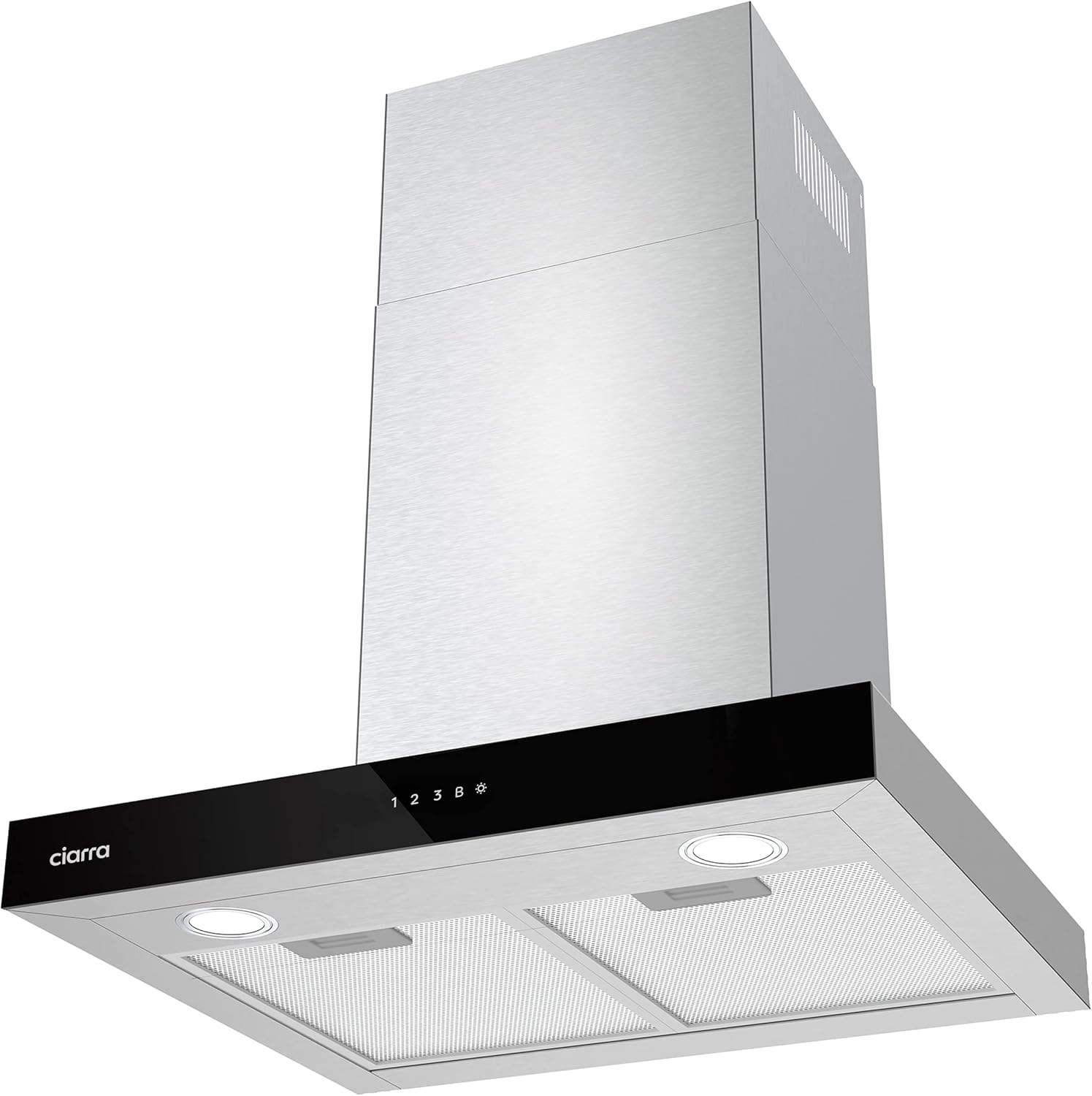 CIARRA CBCS6102 Cooker Hood 60cm WIFI APP Touch Control 650m³/h Recirculating&Ducting Wall Mount Hood Kitchen Extractor Fan 4-Speed with Booster Function Dimmable LED Lights CBCF003 Carbon Filters