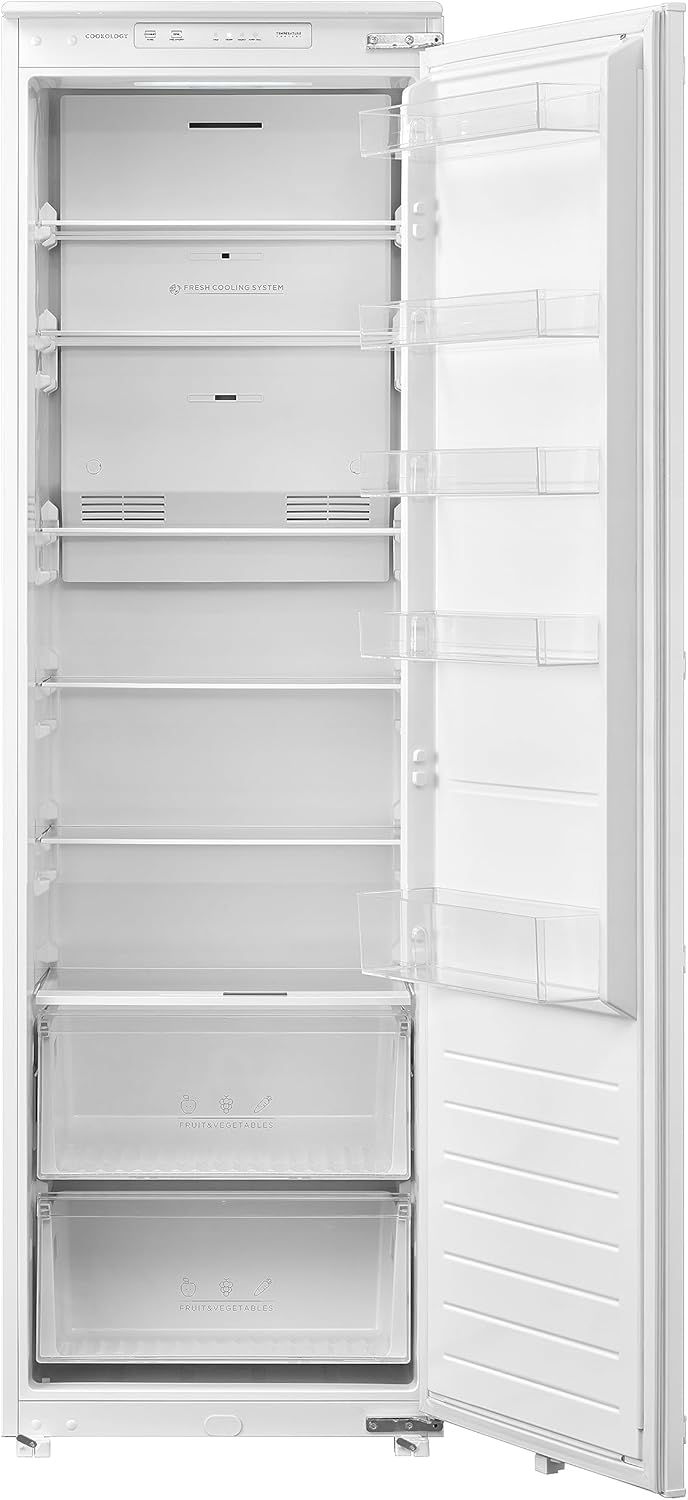 Cookology CITDLFR177 Built In Tall Larder Fridge, Integrated Refrigerator, 304 Litre Capacity with Adjustable Temperature Control and Reversible Door - In White.