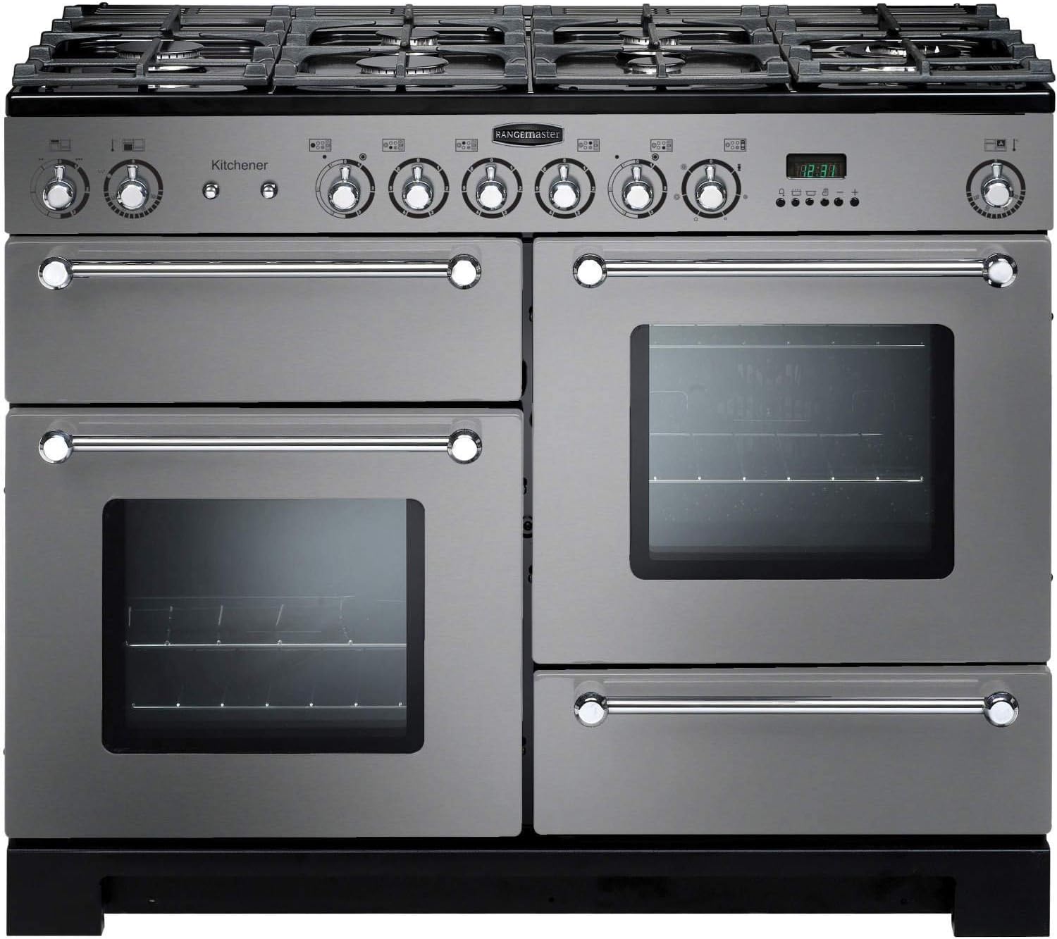 Rangemaster Kitchener 110cm Dual Fuel Range Cooker - Stainless Steel.