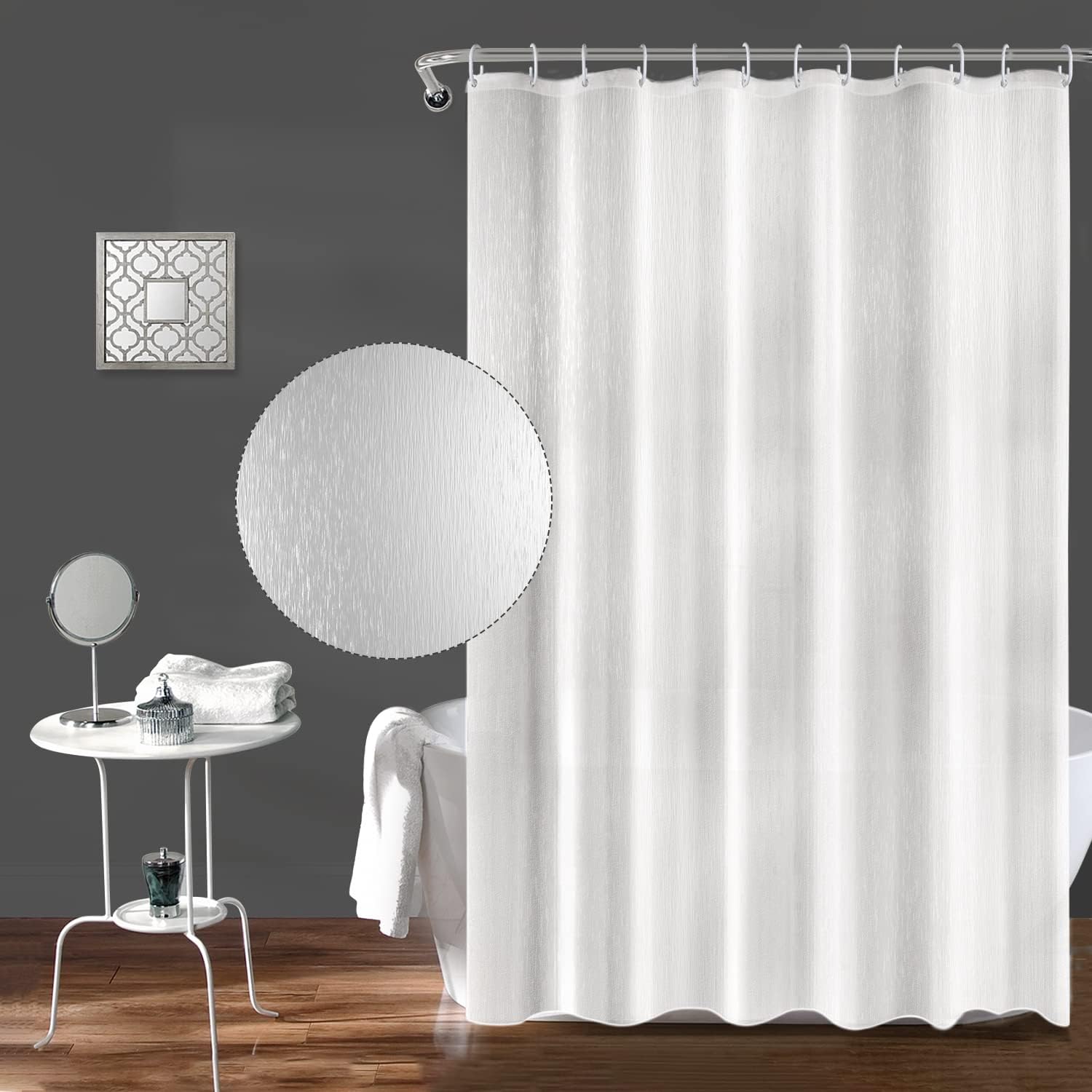 Funria Shower Curtain Beige Bathroom Curtains Waterproof Semi Transparent Wet Room Bath Curtains with Hooks Bathroom Accessories Long Shower Curtain 180 x 200CM Spliced Beige.