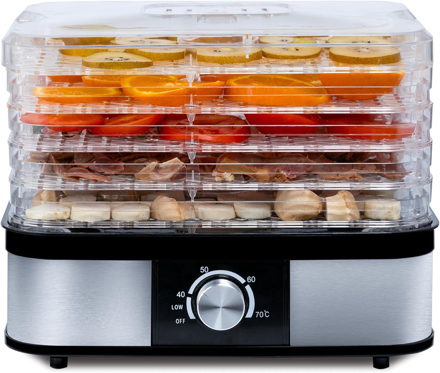 ARTECH Electric Food Dehydrator - 5 Tray Fruit Dryer Machine, 245W, Adjustable Temperature Control 40-70℃, BPA-Free Trays, Healthy Natural Snacks, Jerky, Fruits, Vegetables, Mushrooms, Herbs & Seeds.