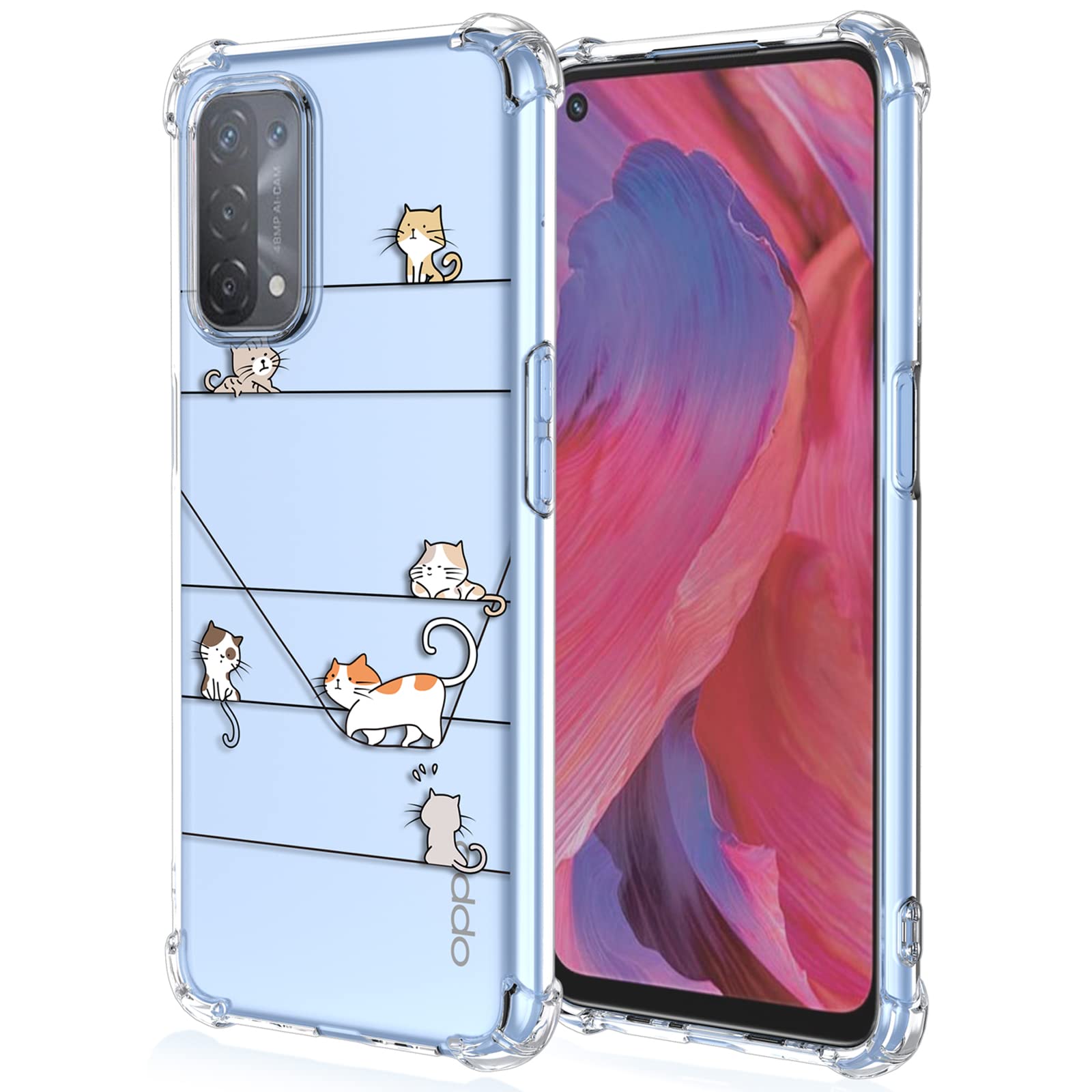 XINYEXIN Case for OPPO A74 5G / OPPO A54 5G, Painting Flower Pattern Clear Case Soft TPU Silicone Case Slim Shockproof Bumper Girl Women Phone Cover - Daisy.